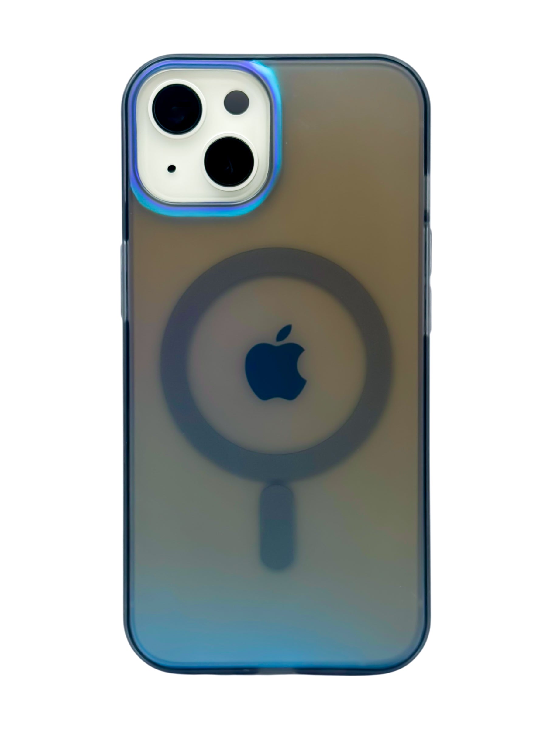Funda para iPhone 15 normal (6.1) Rigida con aro magsafe efecto tornasol negro