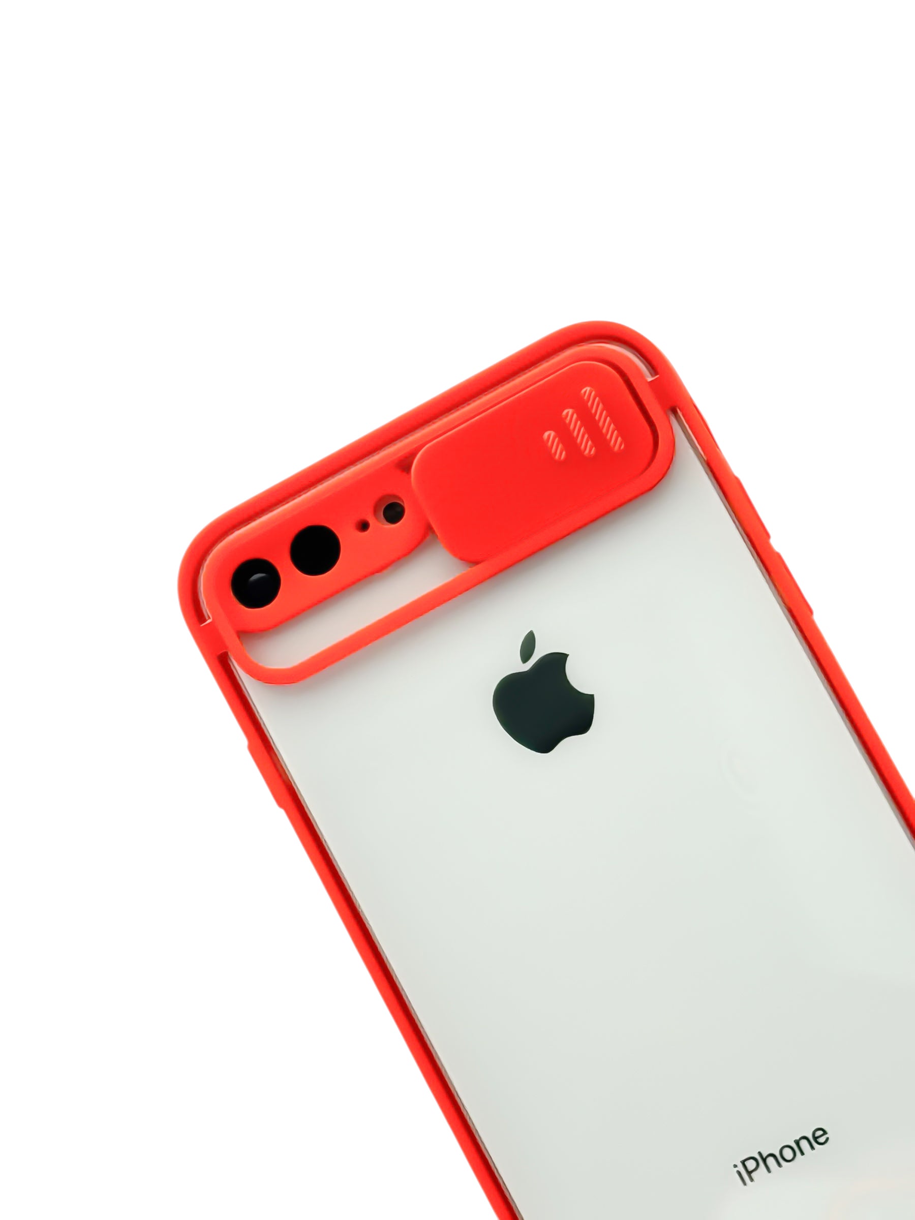 Funda transparente con protector en camara deslizable para iPhone 8 Plus / 7 Plus color Rojo