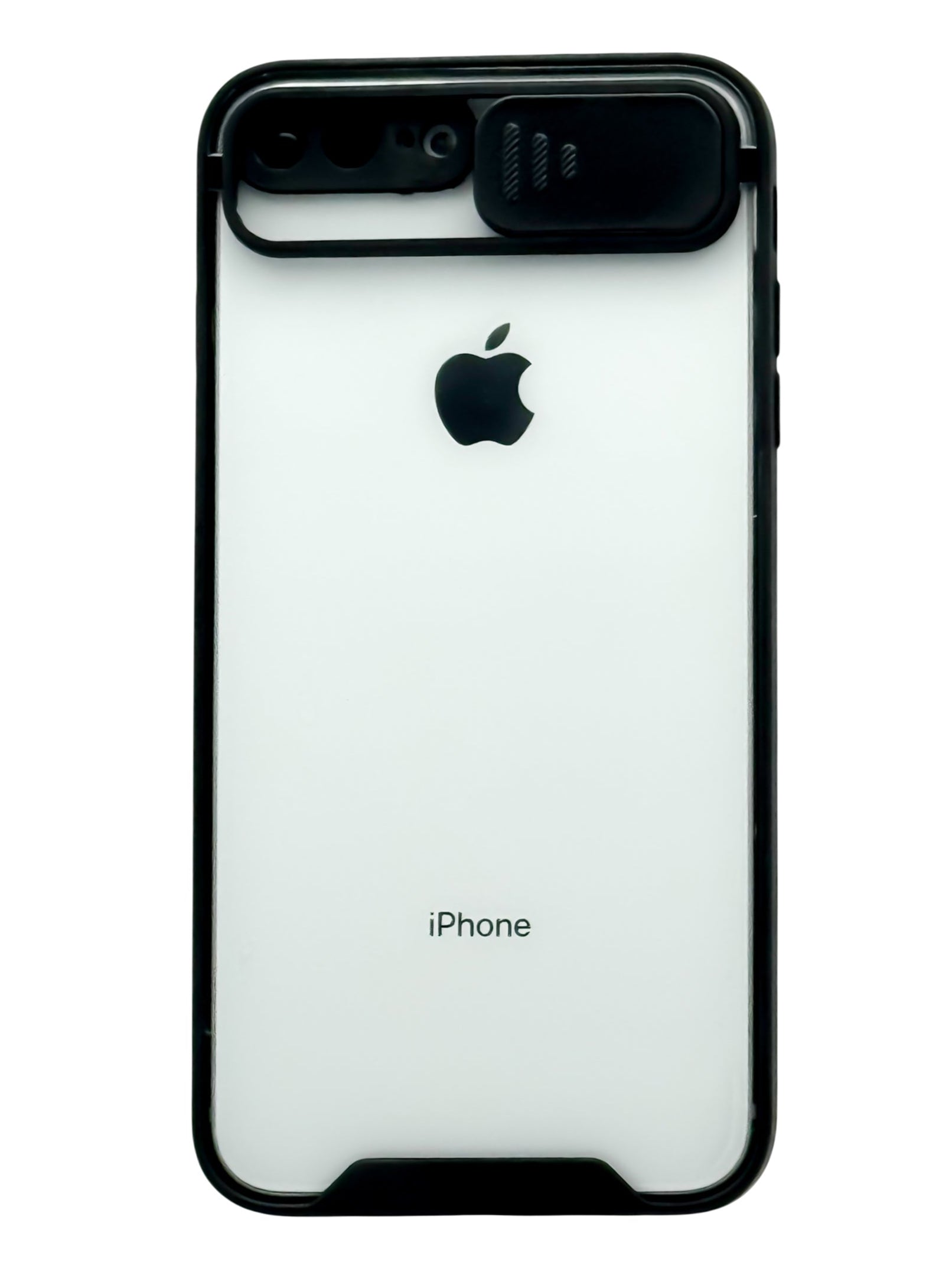 Funda transparente con protector en camara deslizable para iPhone 8 Plus / 7 Plus color Negro
