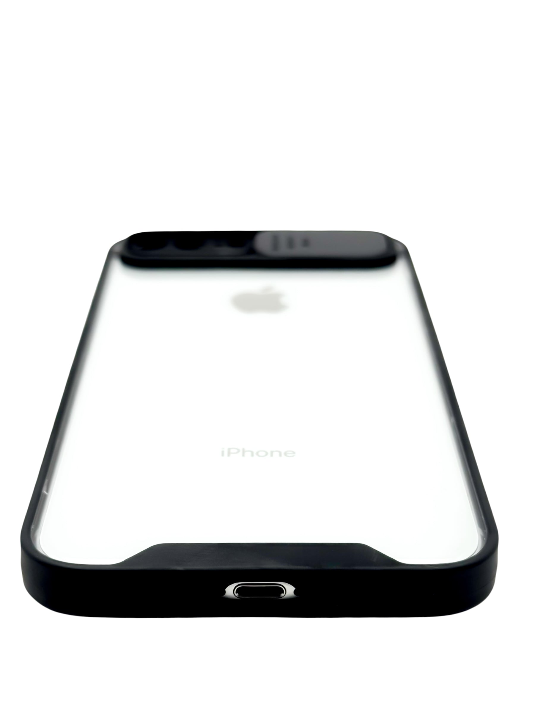 Funda transparente con protector en camara deslizable para iPhone 8 Plus / 7 Plus color Negro