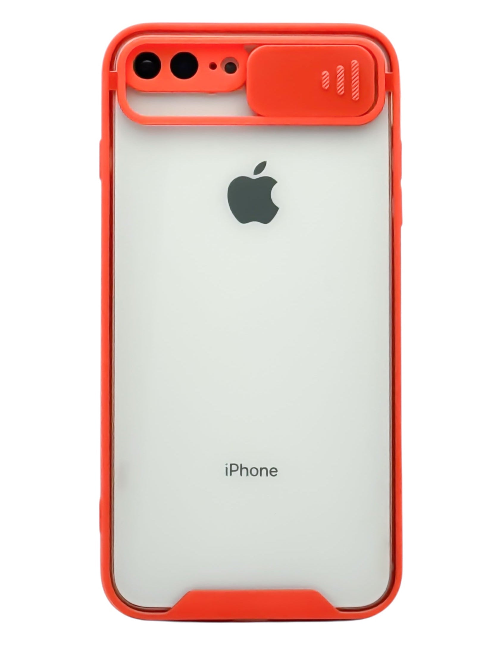 Funda transparente con protector en camara deslizable para iPhone 8 Plus / 7 Plus color Rojo