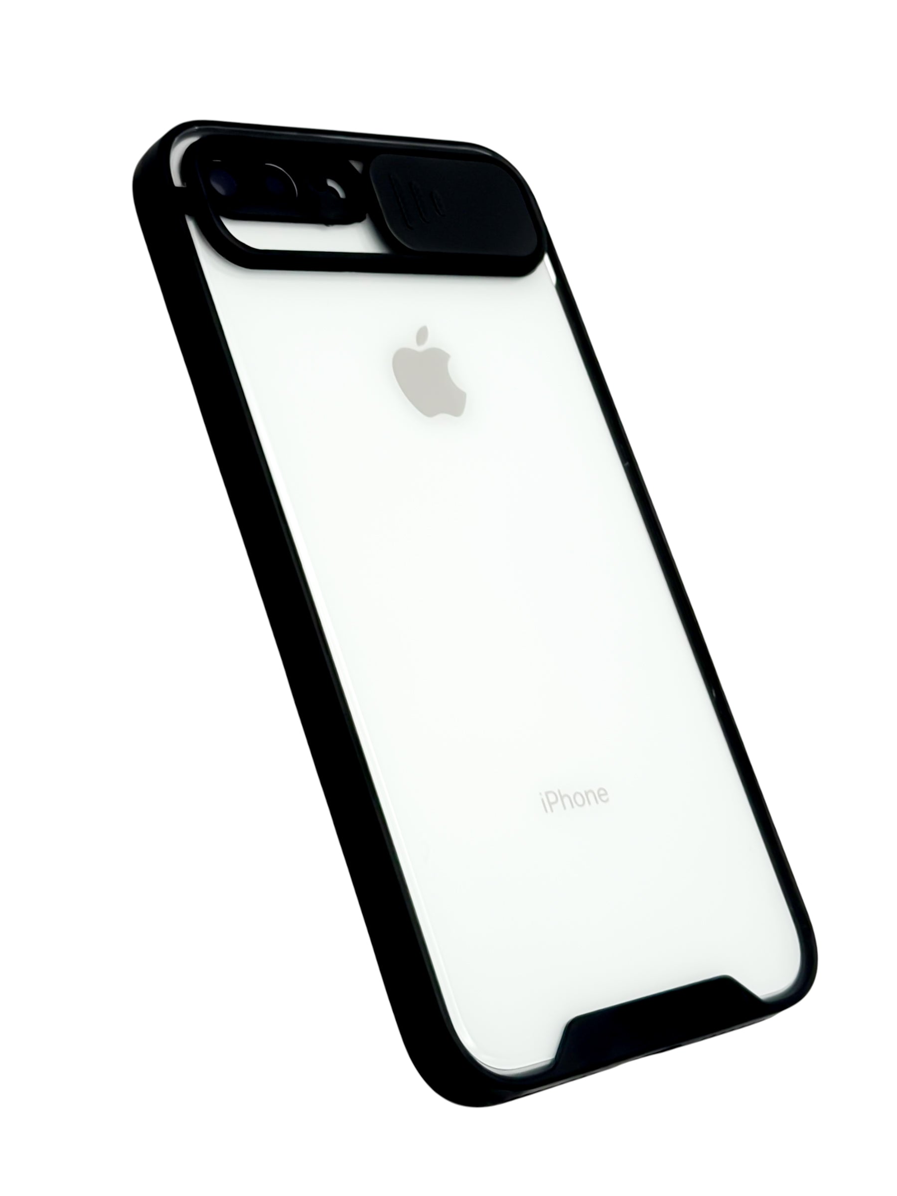 Funda transparente con protector en camara deslizable para iPhone 8 Plus / 7 Plus color Negro