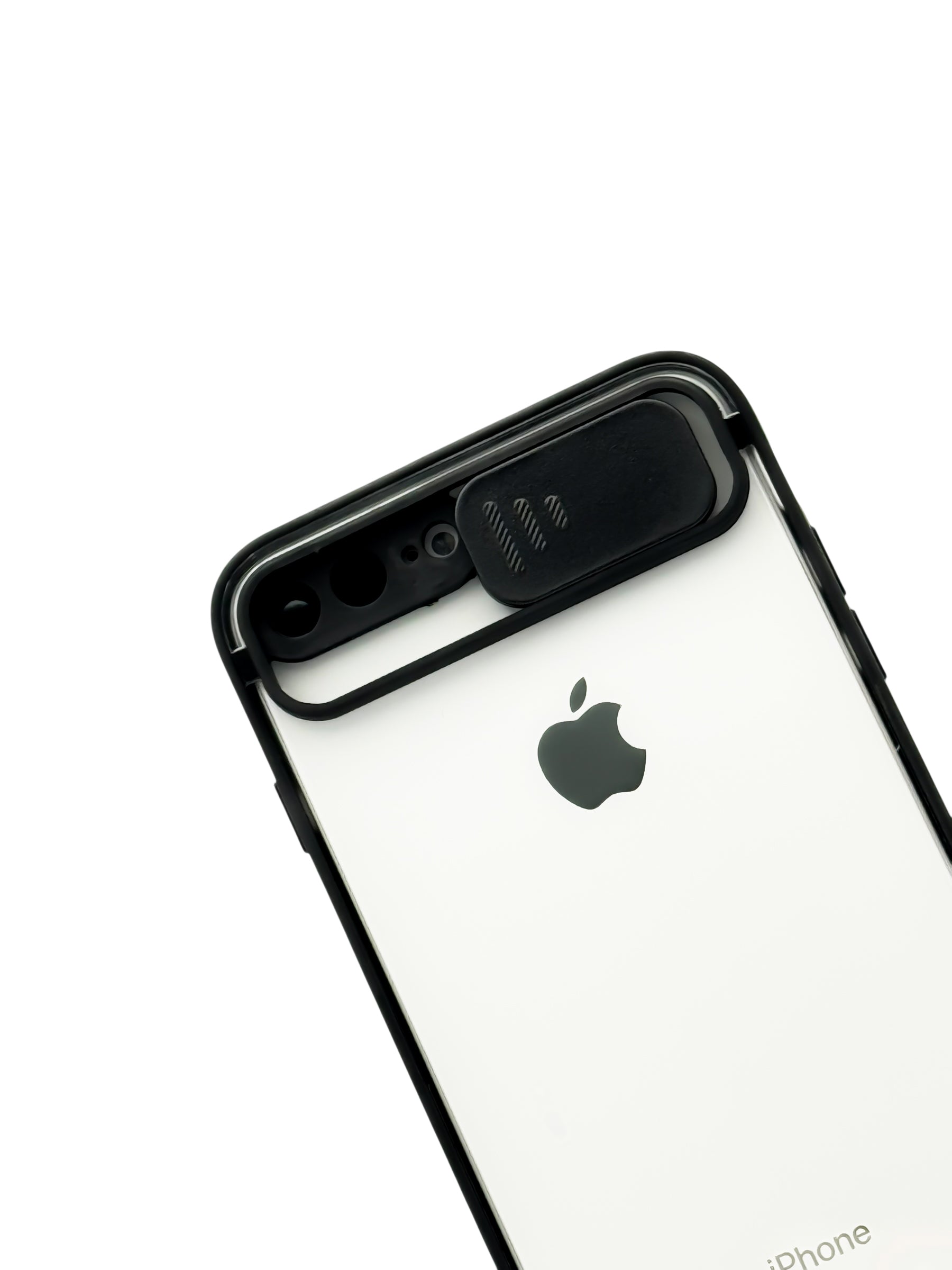 Funda transparente con protector en camara deslizable para iPhone 8 Plus / 7 Plus color Negro