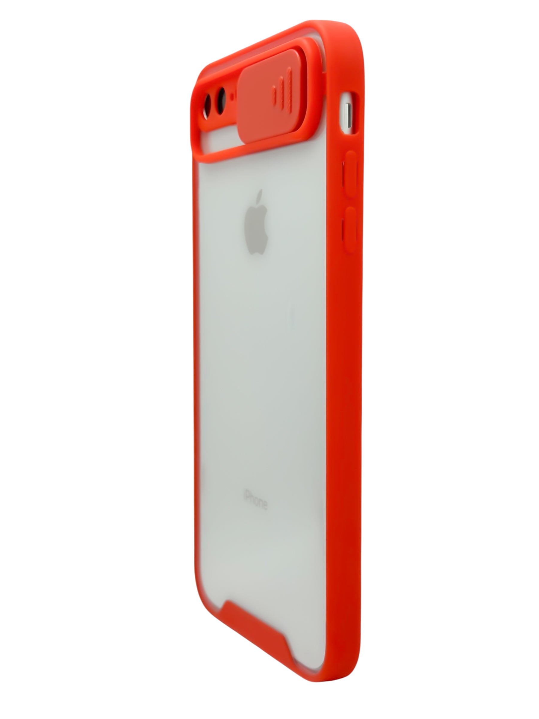 Funda transparente con protector en camara deslizable para iPhone 8 Plus / 7 Plus color Rojo