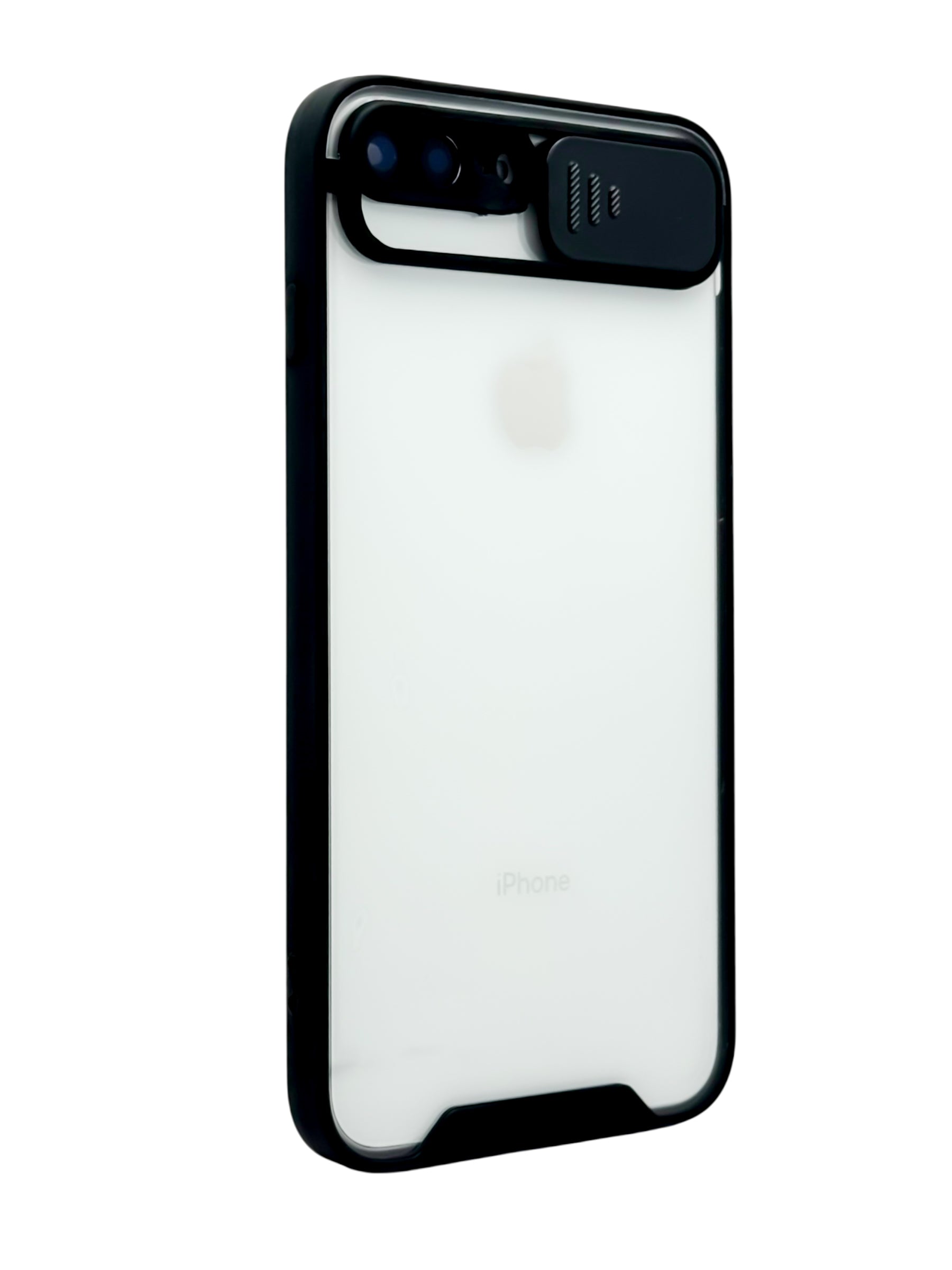 Funda transparente con protector en camara deslizable para iPhone 8 Plus / 7 Plus color Negro