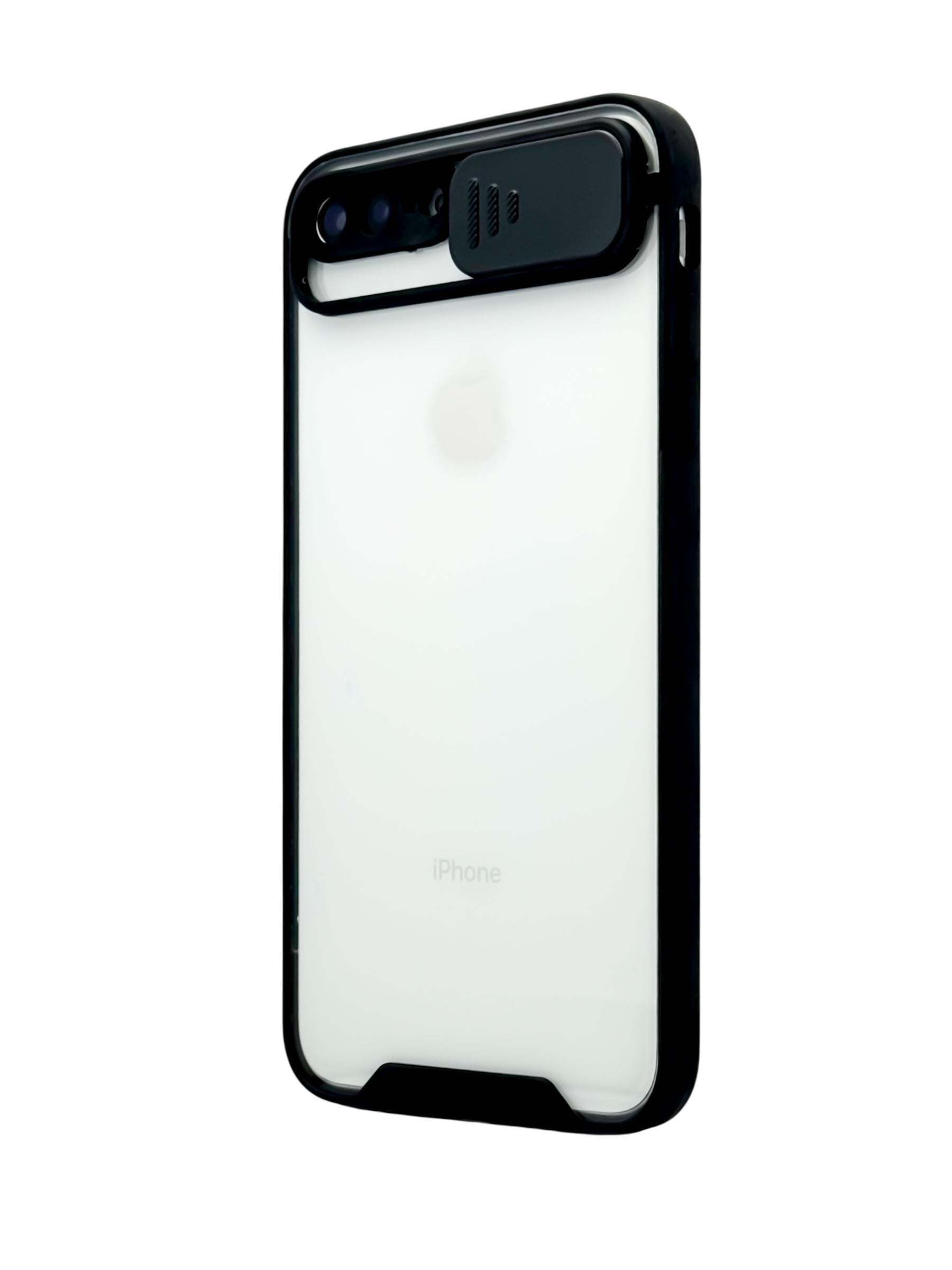 Funda transparente con protector en camara deslizable para iPhone 8 Plus / 7 Plus color Negro