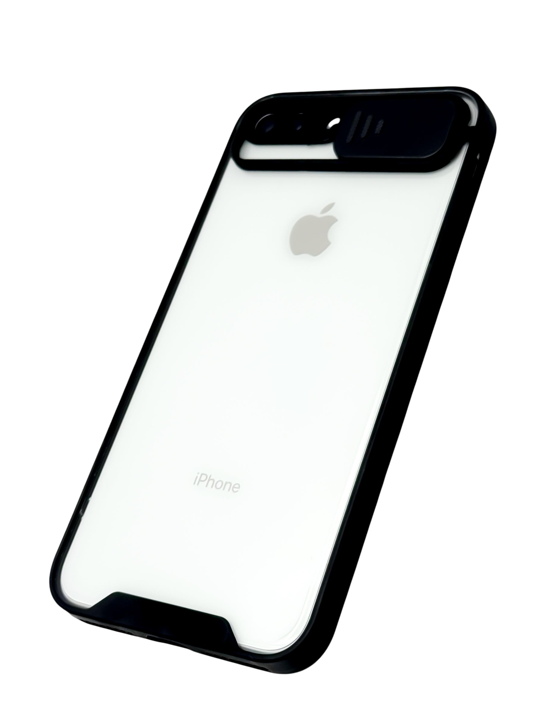 Funda transparente con protector en camara deslizable para iPhone 8 Plus / 7 Plus color Negro