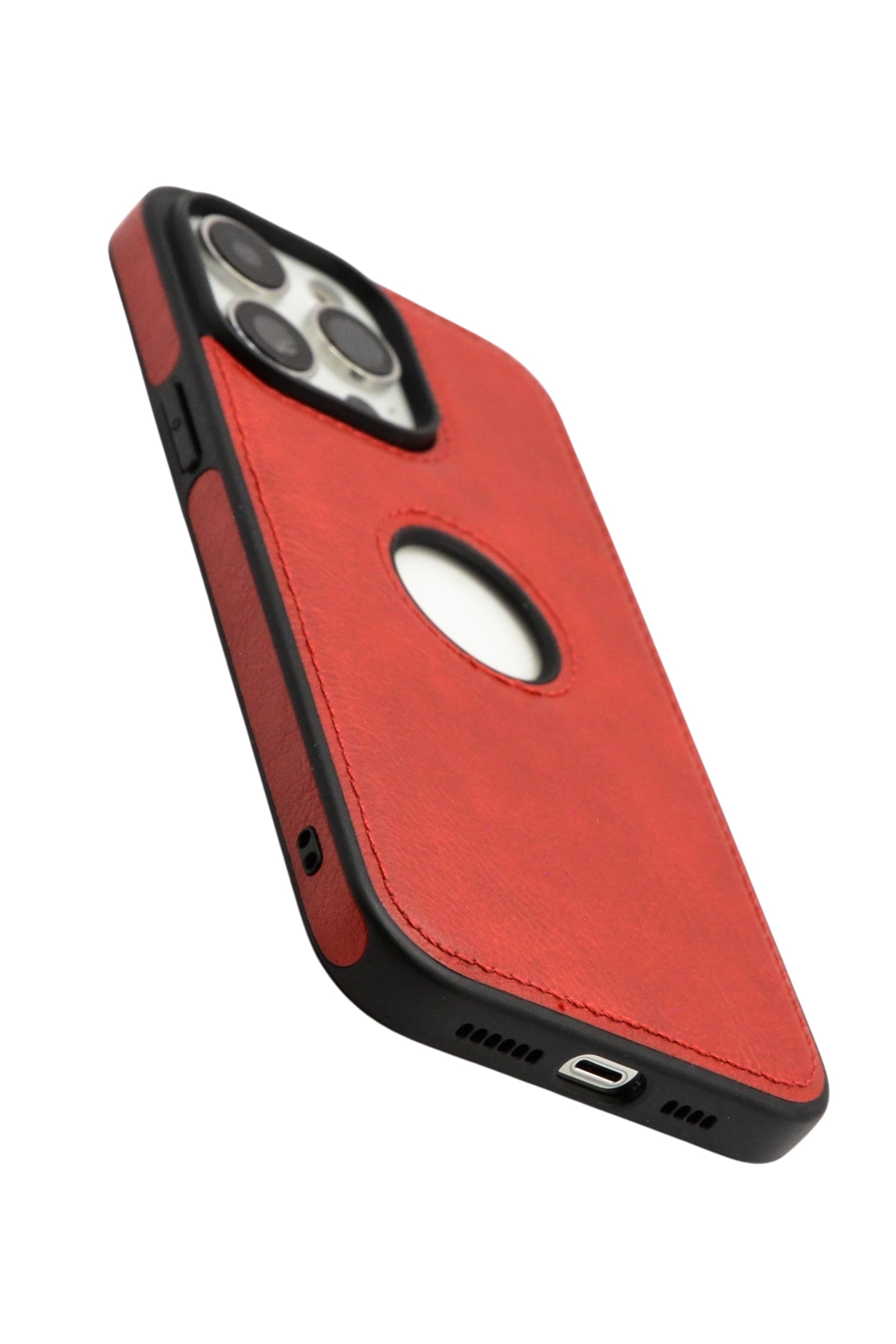 Funda para iPhone 13 Pro Max (6.7) tipo piel color rojo