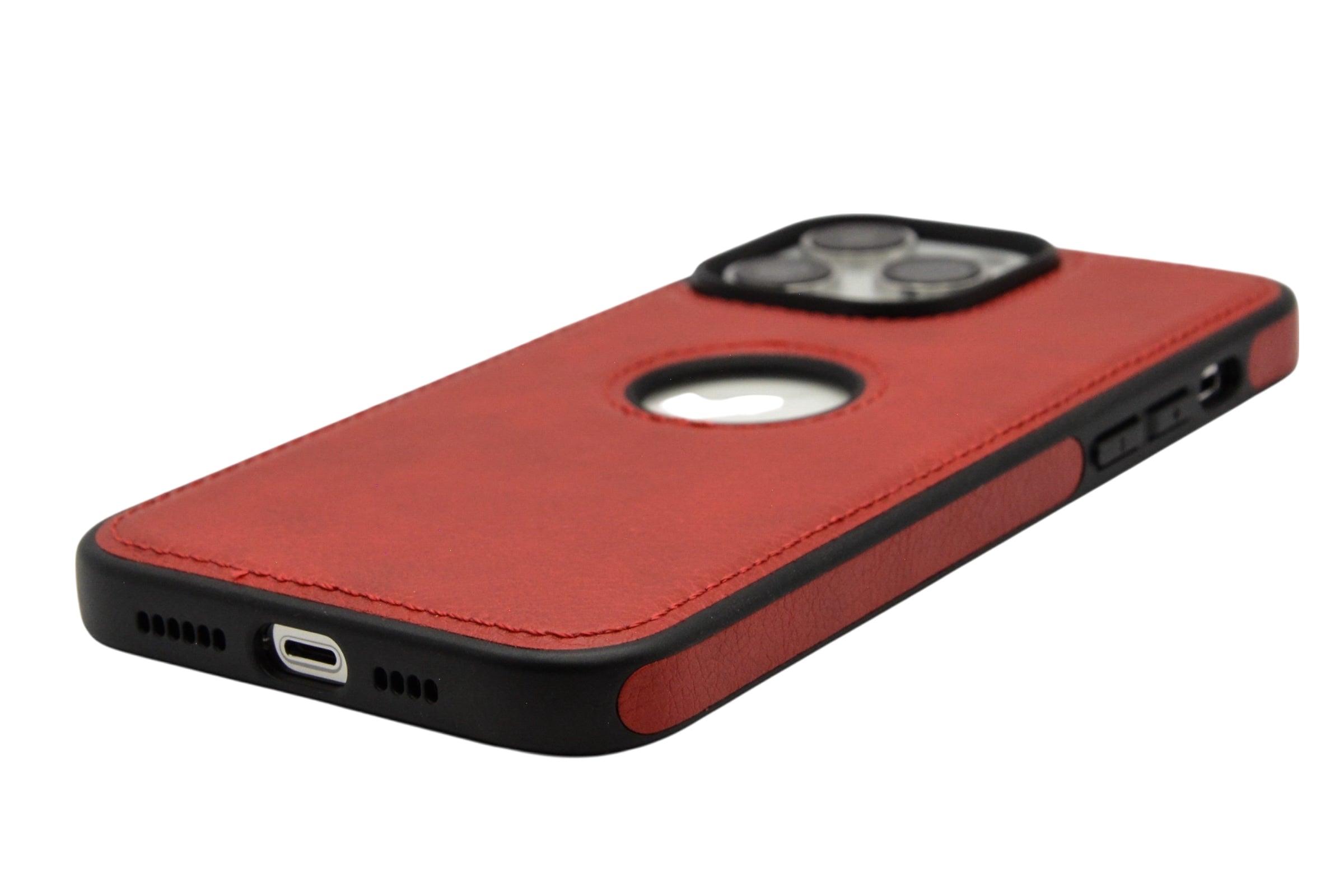 Funda para iPhone 13 Pro Max (6.7) tipo piel color rojo