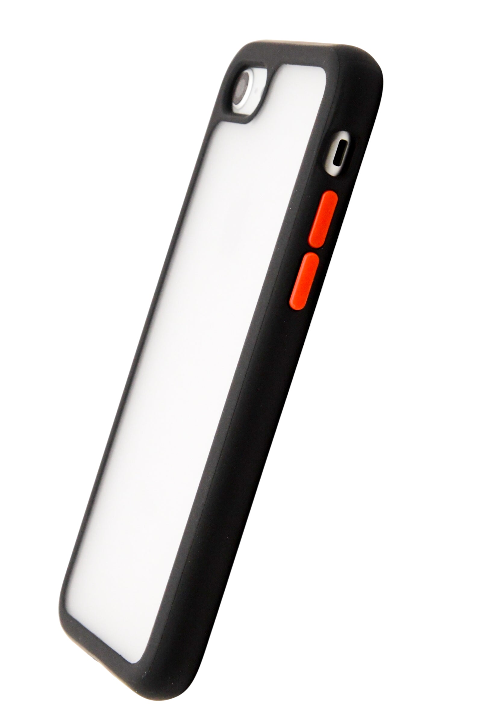 Funda matte bordes suaves para iPhone 8 / 7 / SE color negro con botones rojos