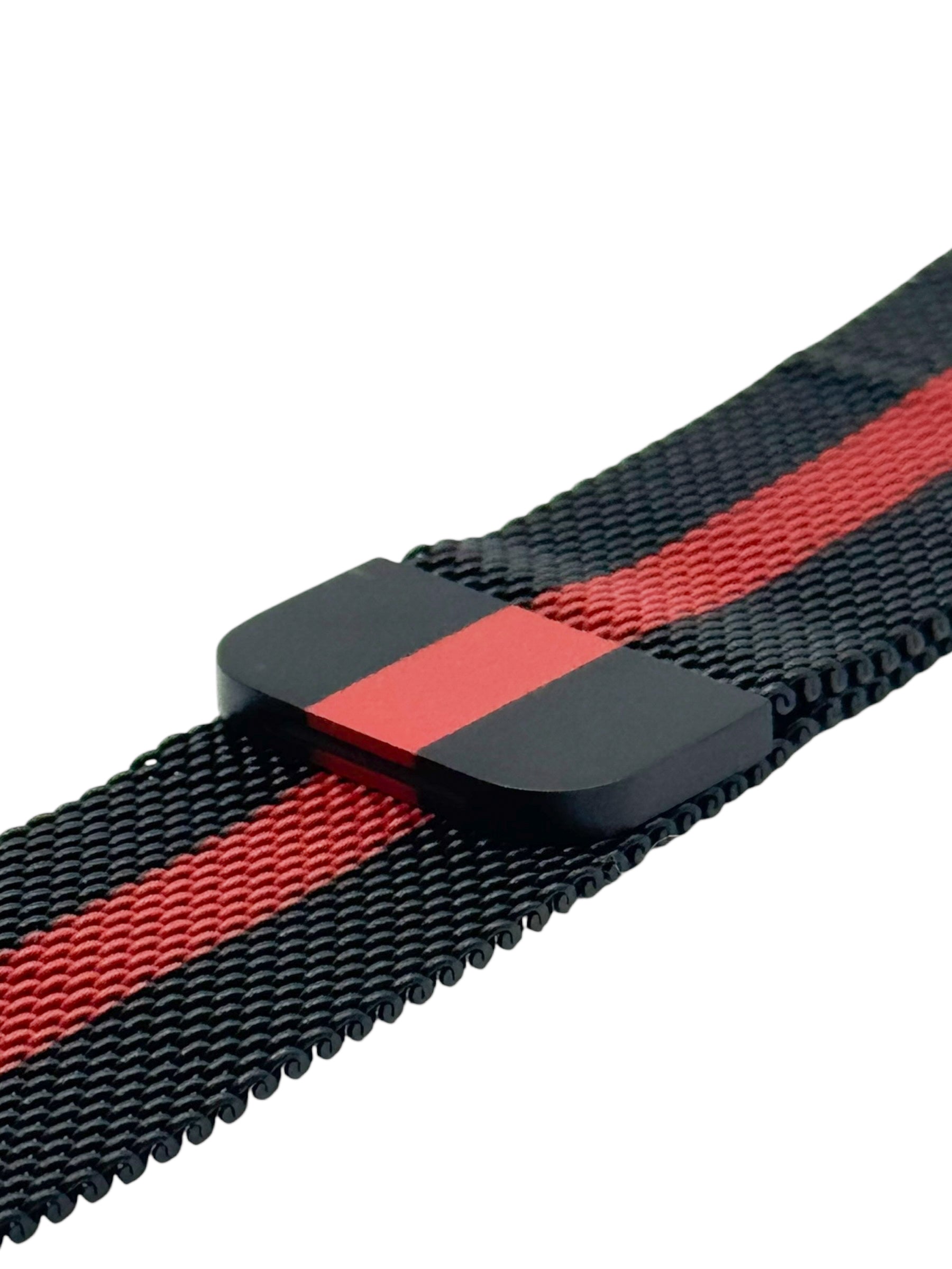 Correa para Apple Watch malla metalica con iman color Negro con Rojo