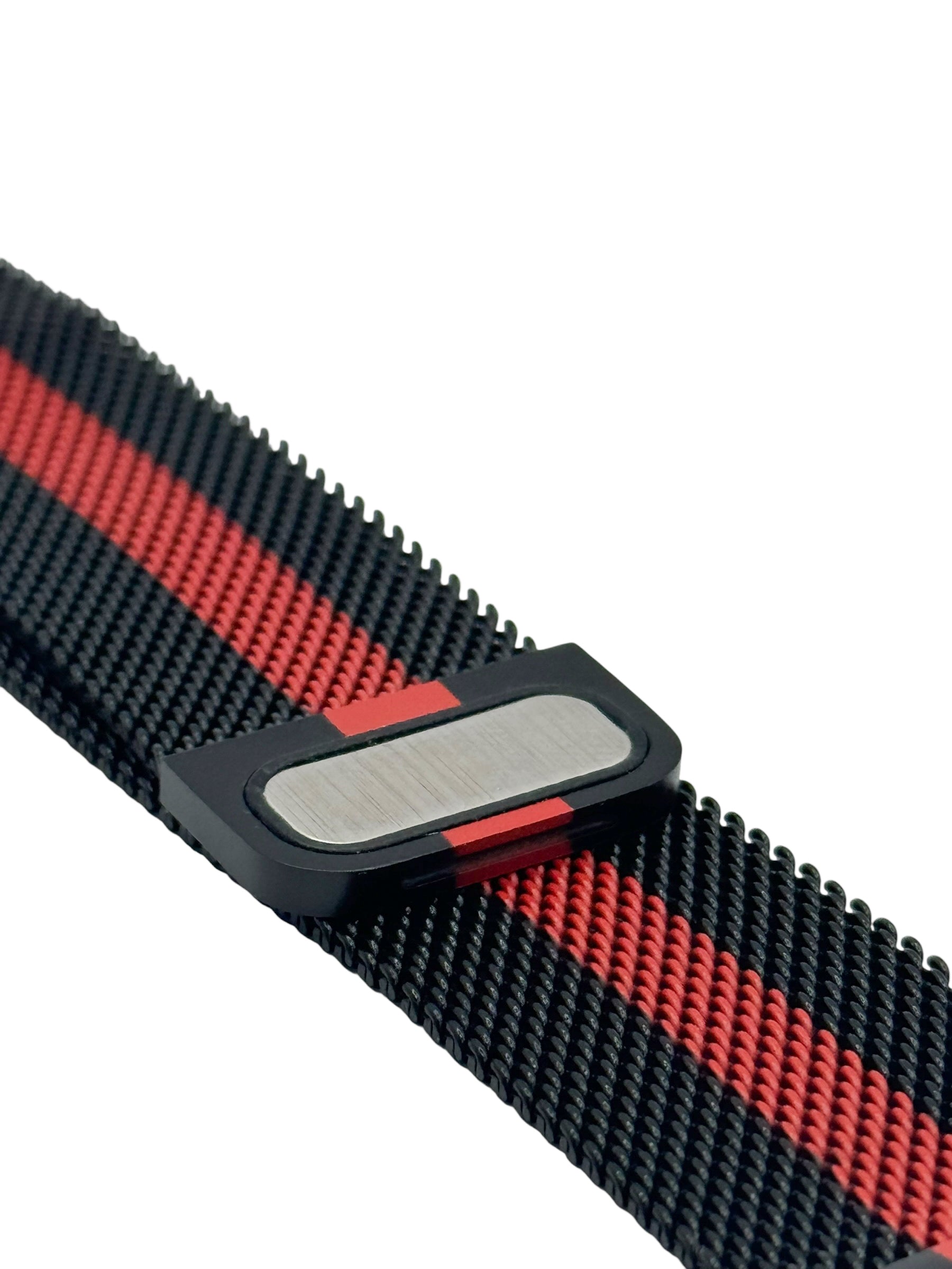 Correa para Apple Watch malla metalica con iman color Negro con Rojo