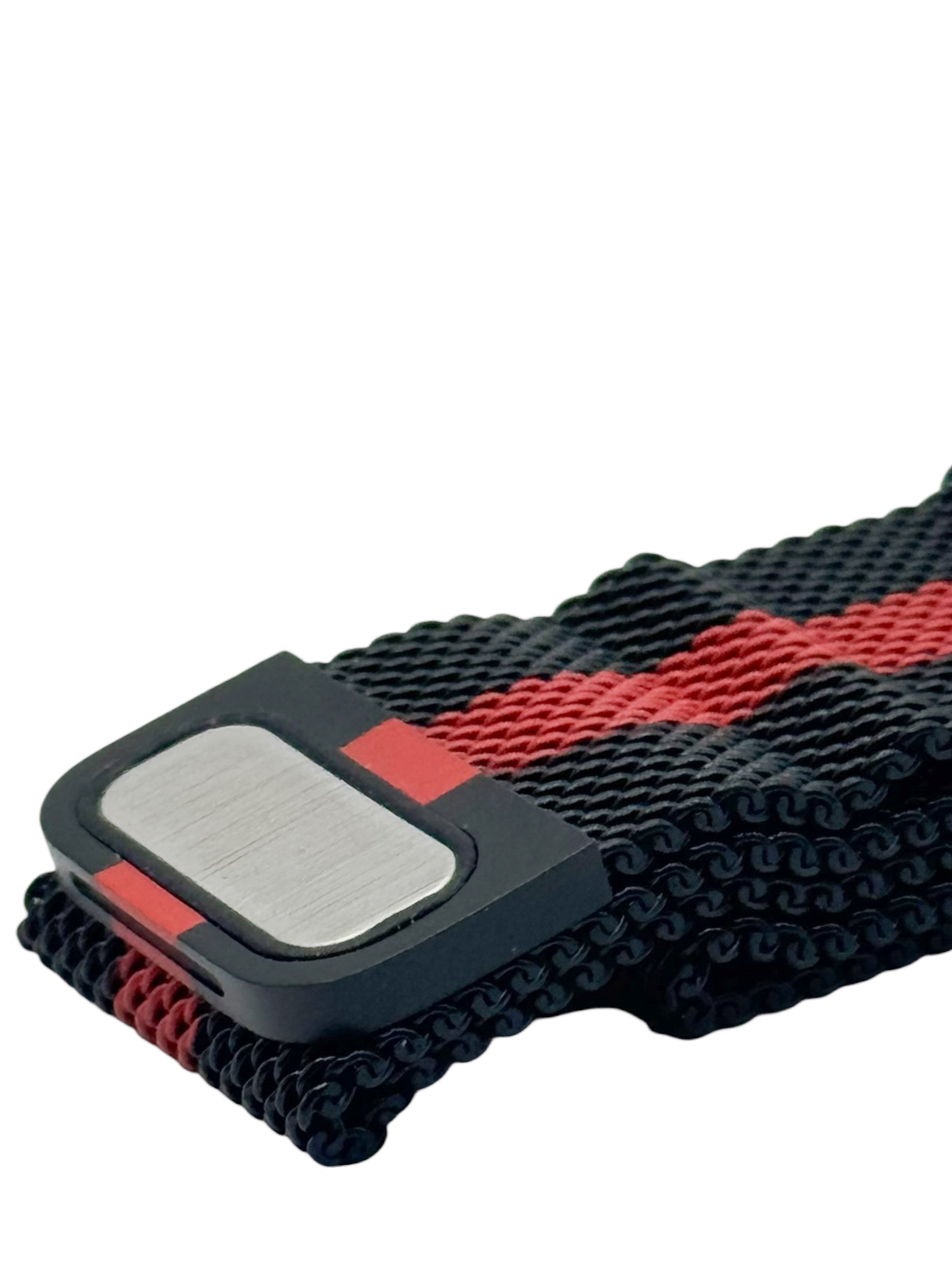 Correa para Apple Watch malla metalica con iman color Negro con Rojo