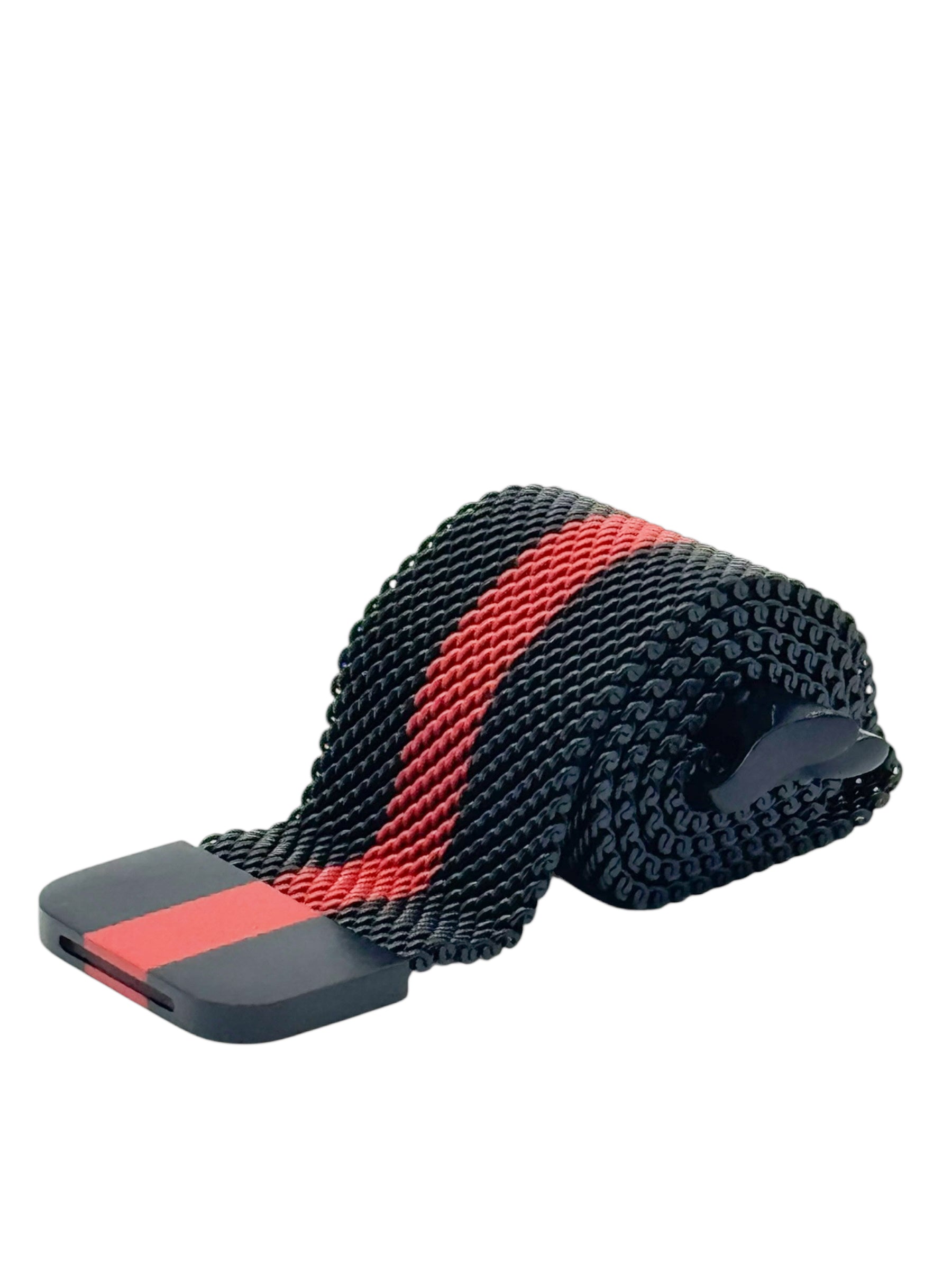 Correa para Apple Watch malla metalica con iman color Negro con Rojo