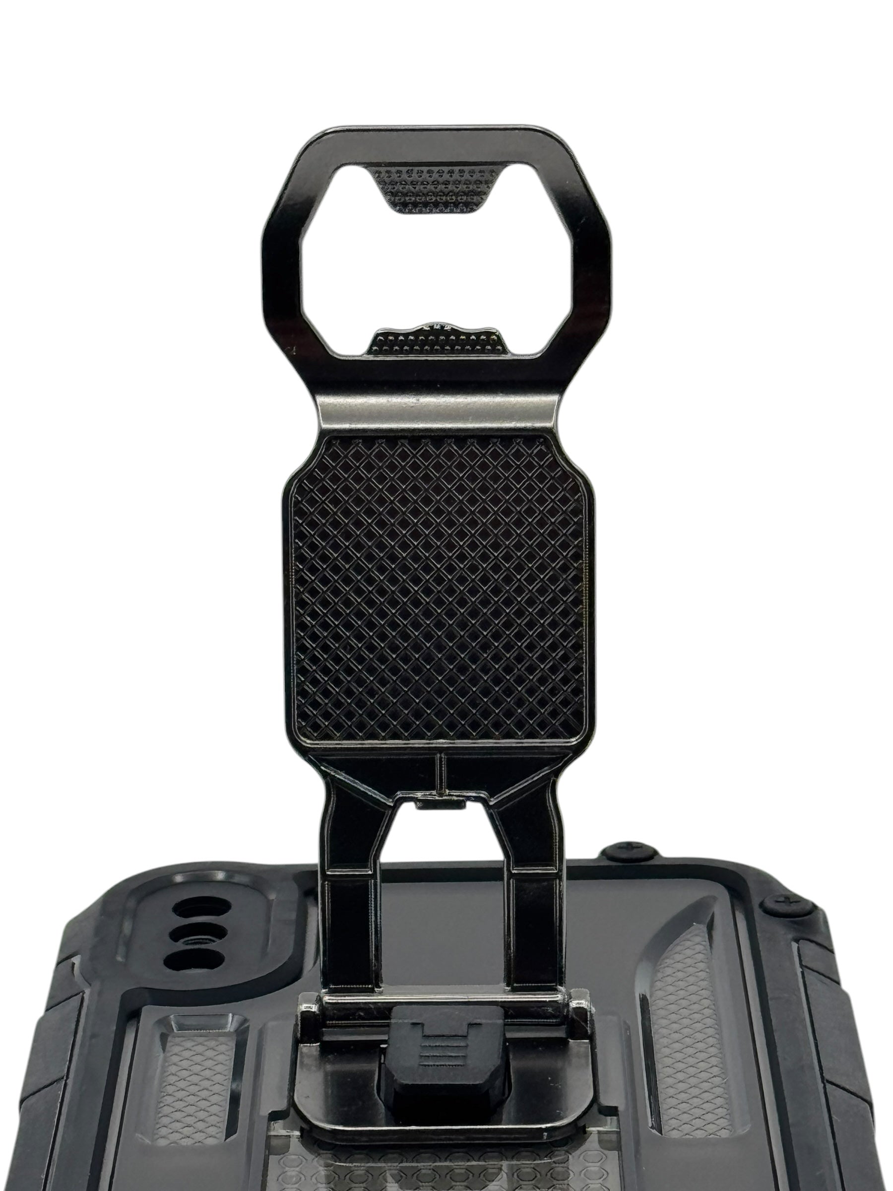 Funda para iPhone X / XS de uso rudo con destapador metálico color Negro