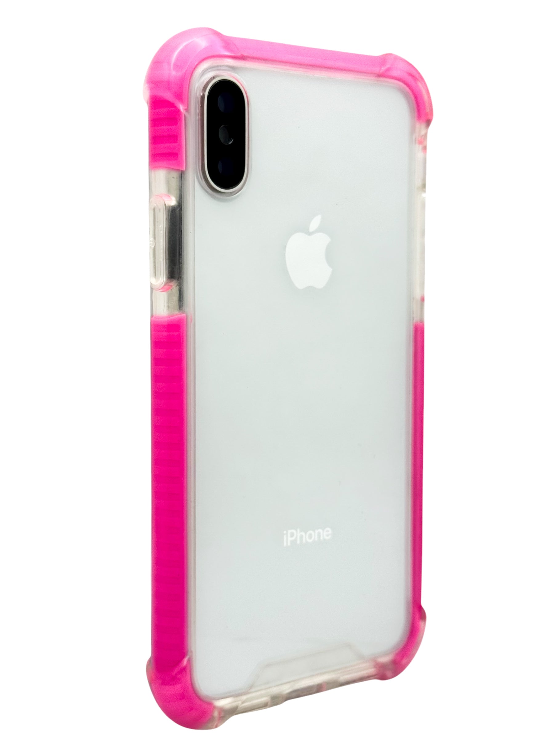 Funda para iPhone X / XS transparente con esquinas reforzadas antigolpes bordes Rosa