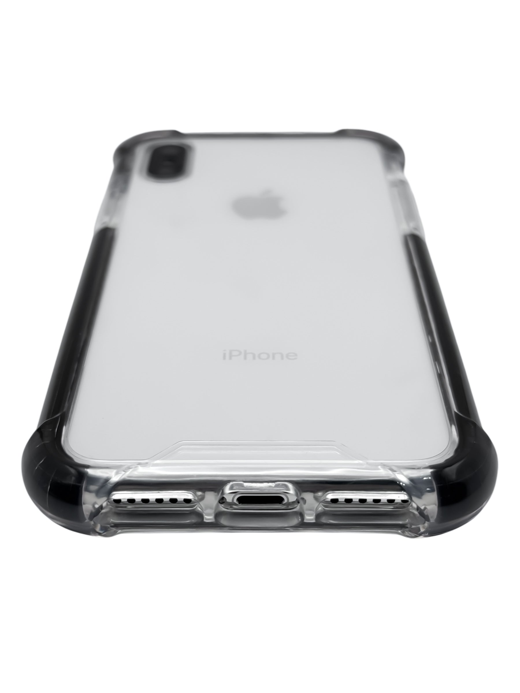 Funda para iPhone X / XS transparente con esquinas reforzadas antigolpes bordes negros
