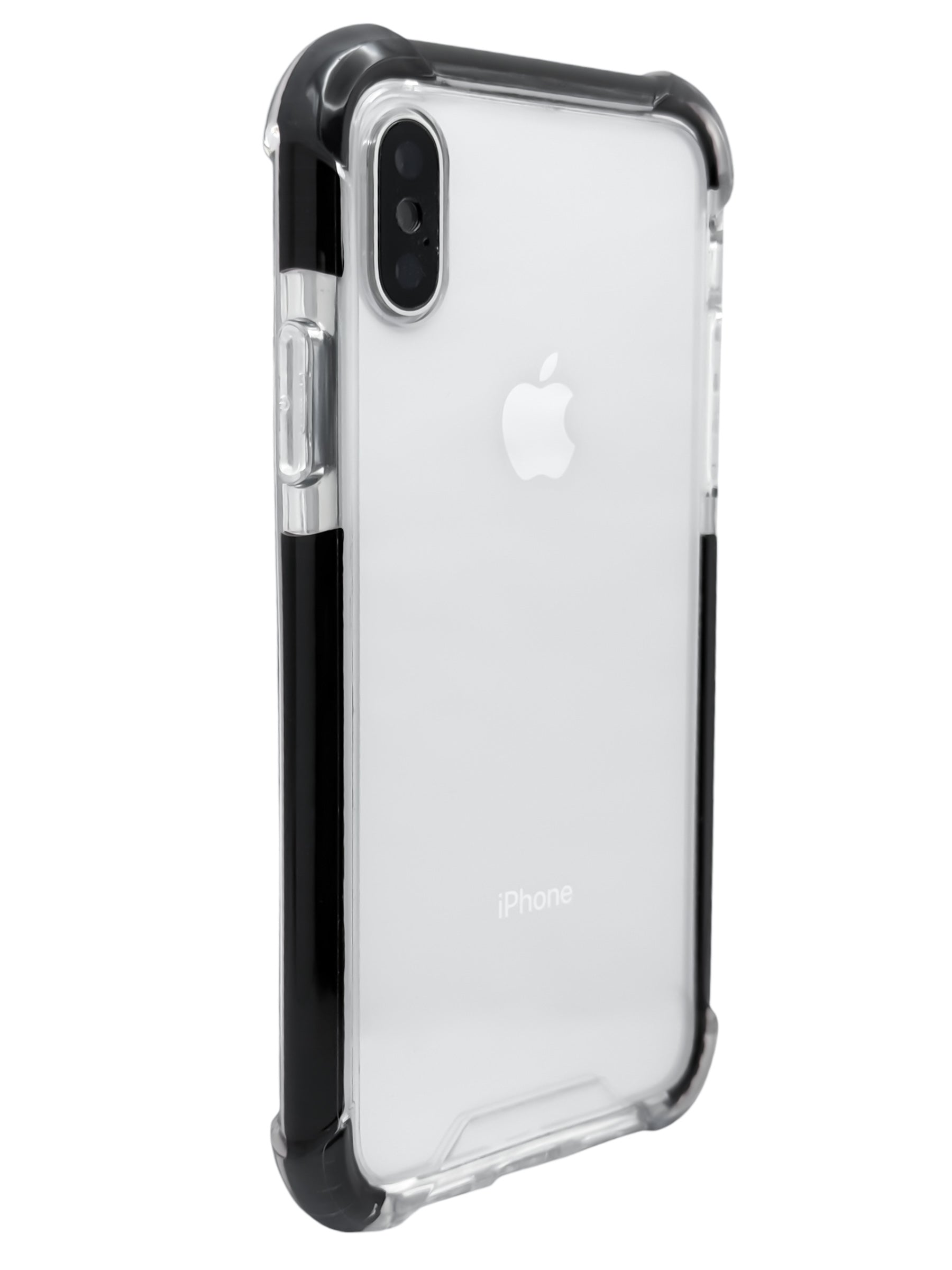 Funda para iPhone X / XS transparente con esquinas reforzadas antigolpes bordes negros