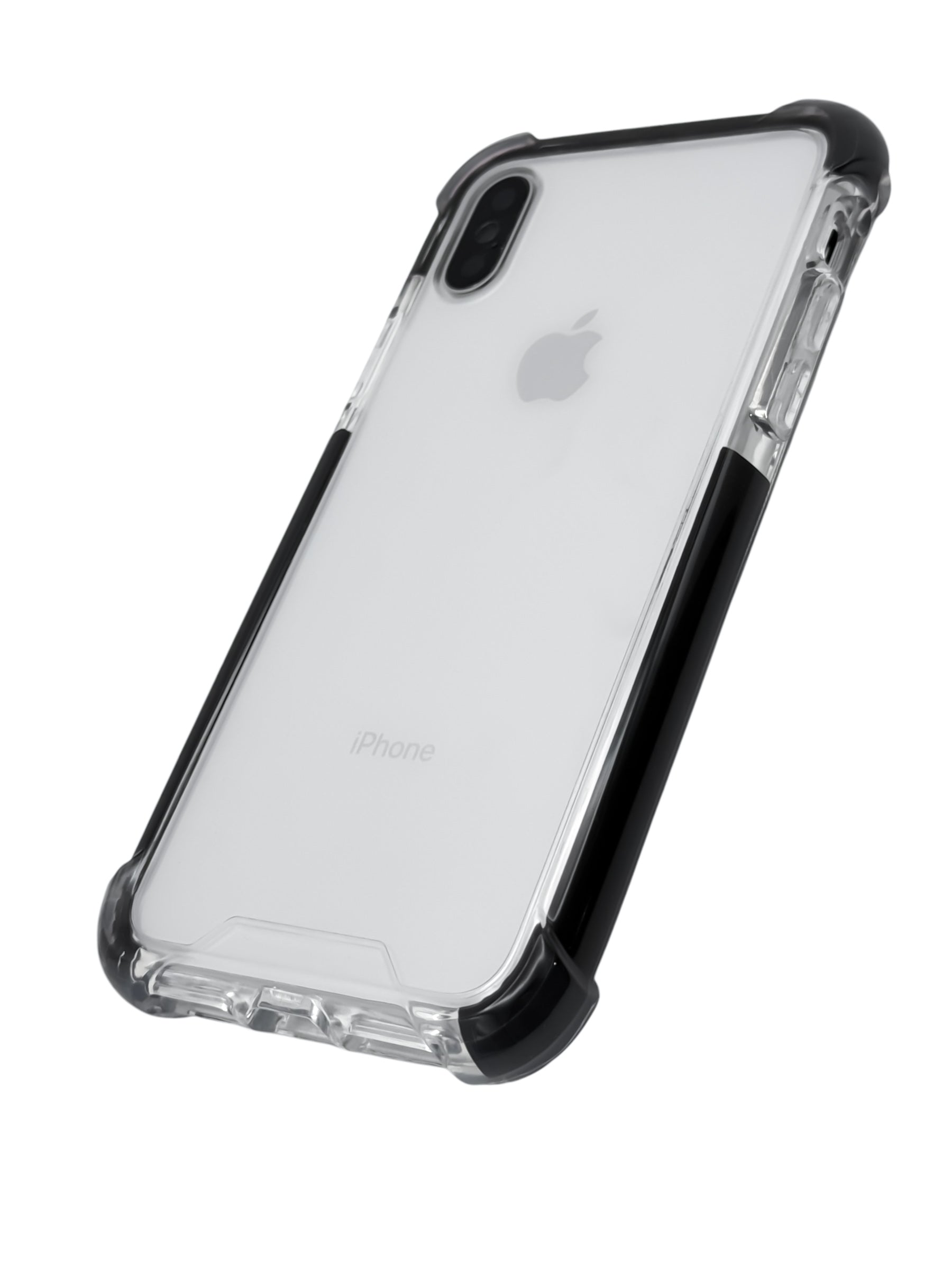 Funda para iPhone X / XS transparente con esquinas reforzadas antigolpes bordes negros