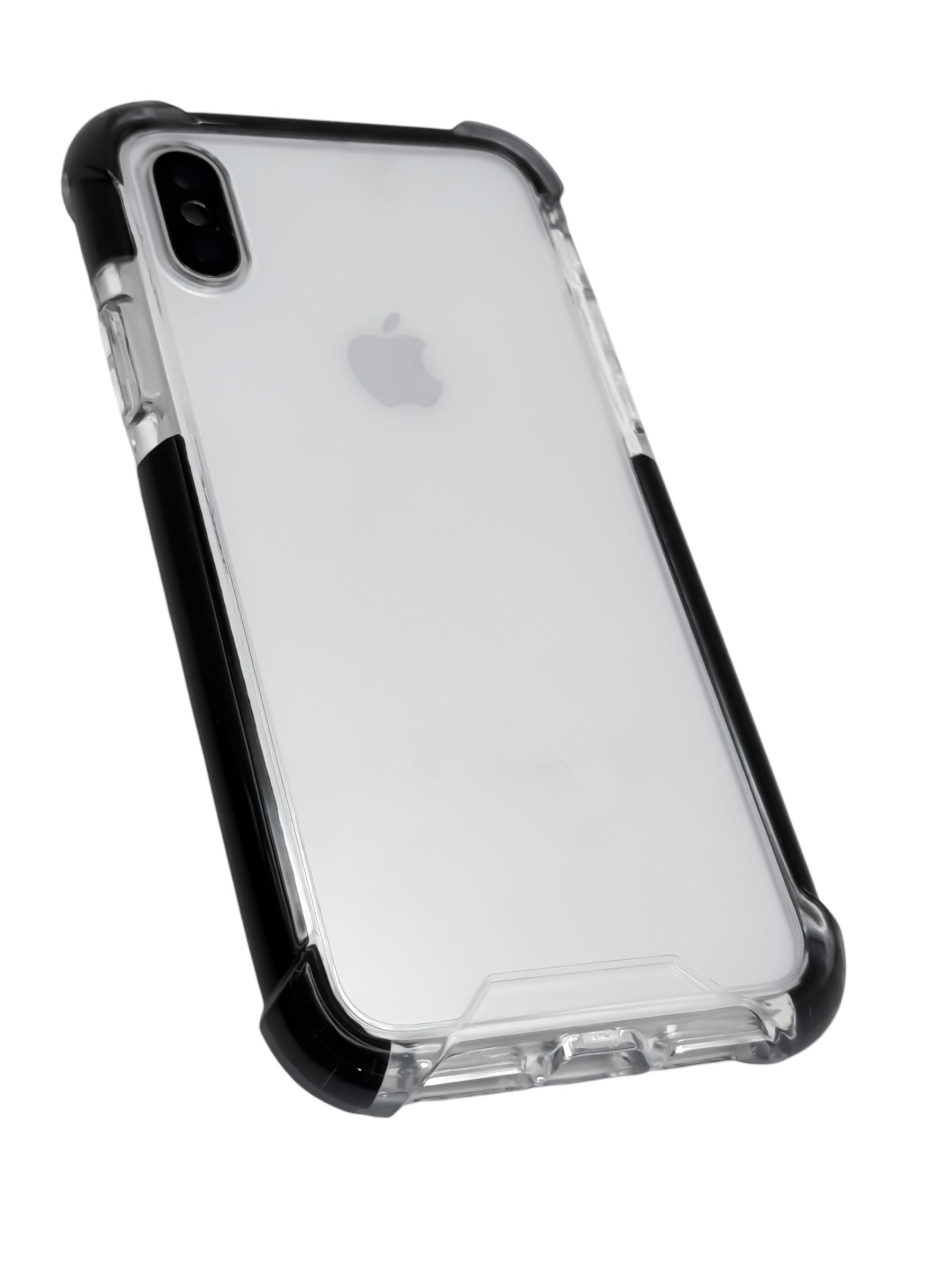Funda para iPhone X / XS transparente con esquinas reforzadas antigolpes bordes negros