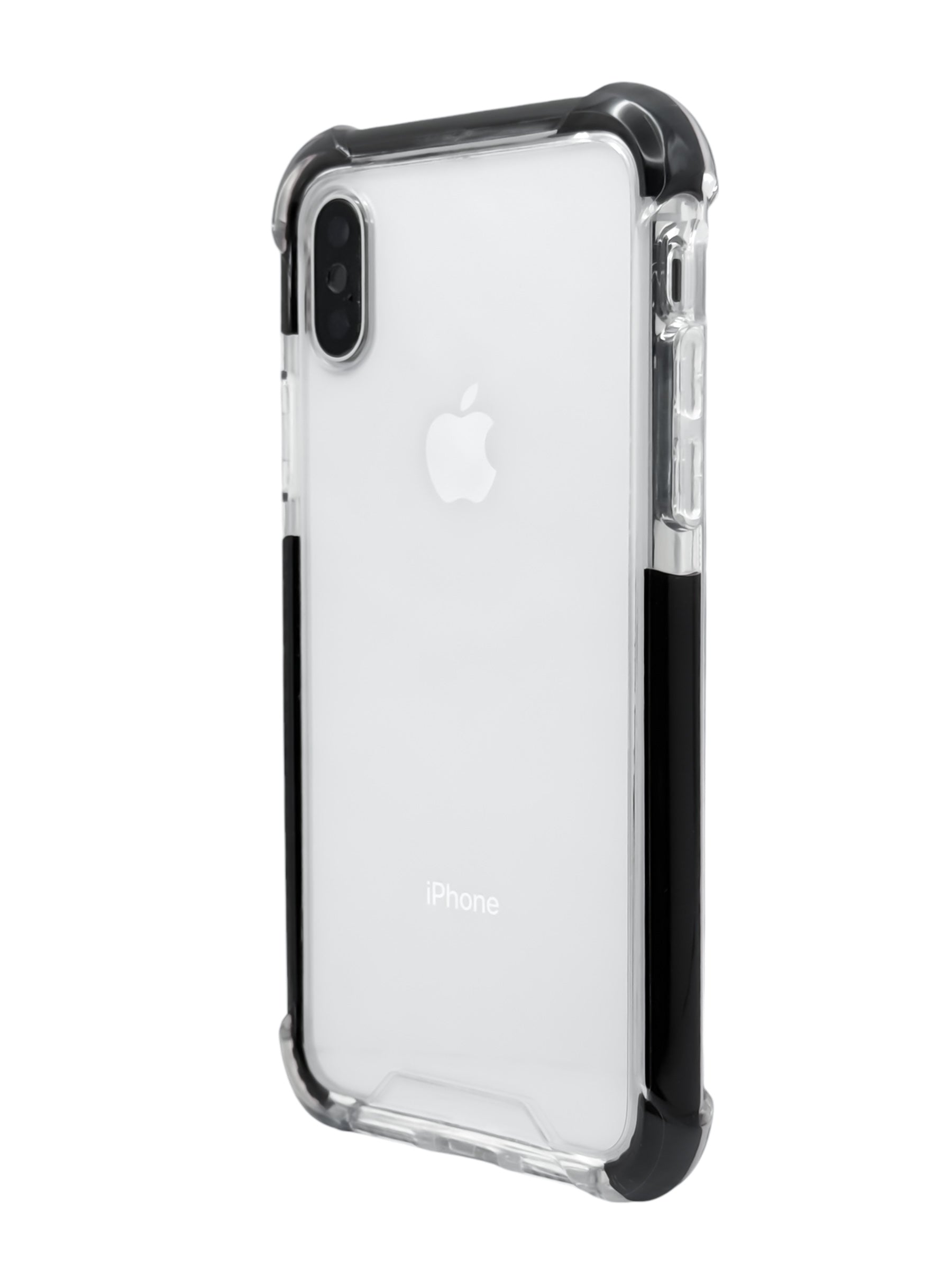 Funda para iPhone X / XS transparente con esquinas reforzadas antigolpes bordes negros