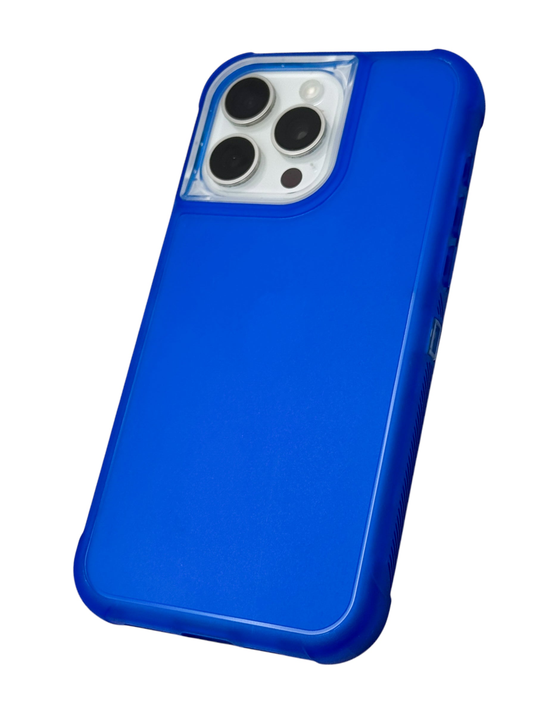 Funda para iPhone 15 pro max uso rudo 3 en 1 con marco frontal color azul