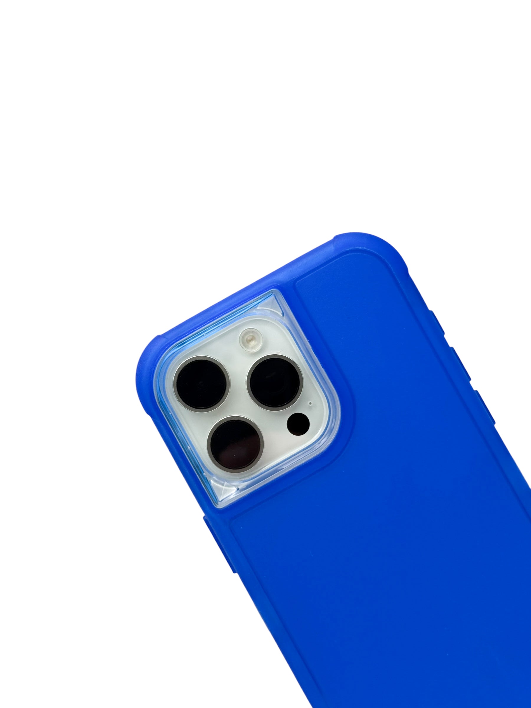 Funda para iPhone 15 pro max uso rudo 3 en 1 con marco frontal color azul