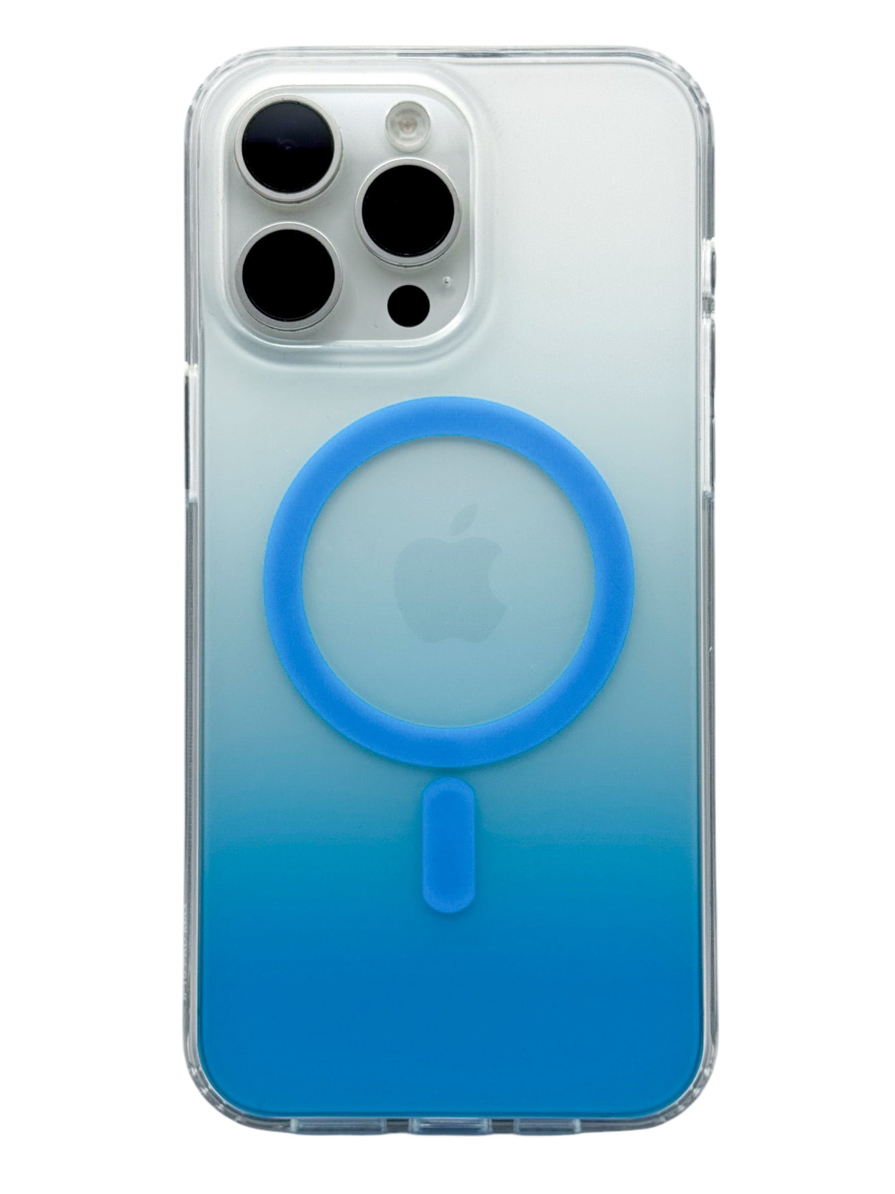 Funda para iPhone 15 pro max Rigida con aro magsafe degradada azul