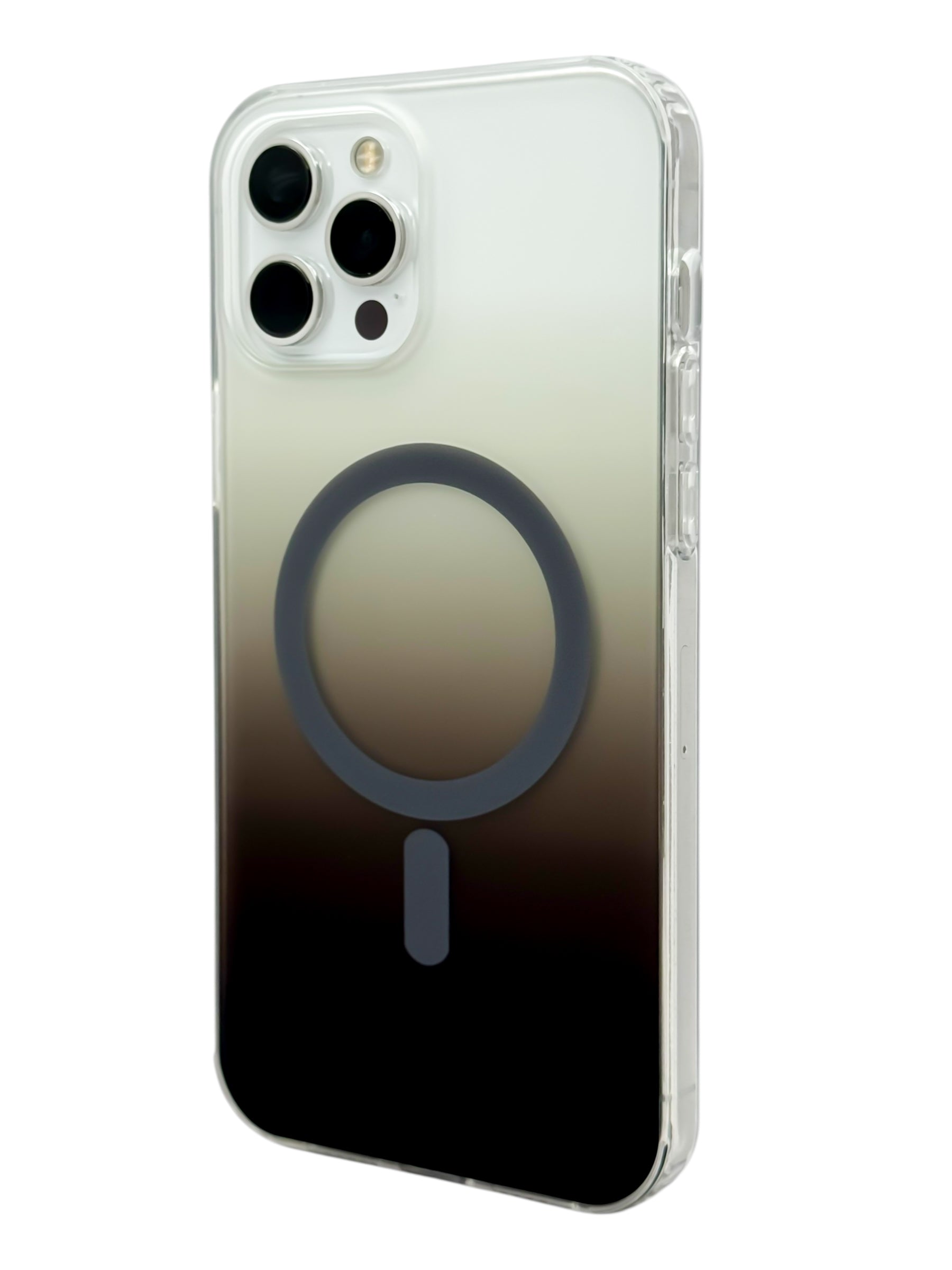 Funda para iPhone 12 PRO MAX (6.7) Rigida con aro magsafe degradada Cafe oscuro