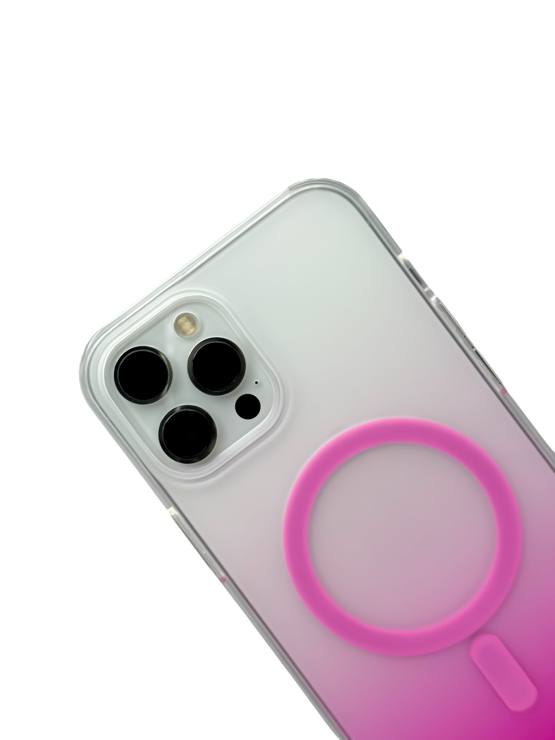 Funda para iPhone 12 PRO MAX (6.7) Rigida con aro magsafe degradada rosa