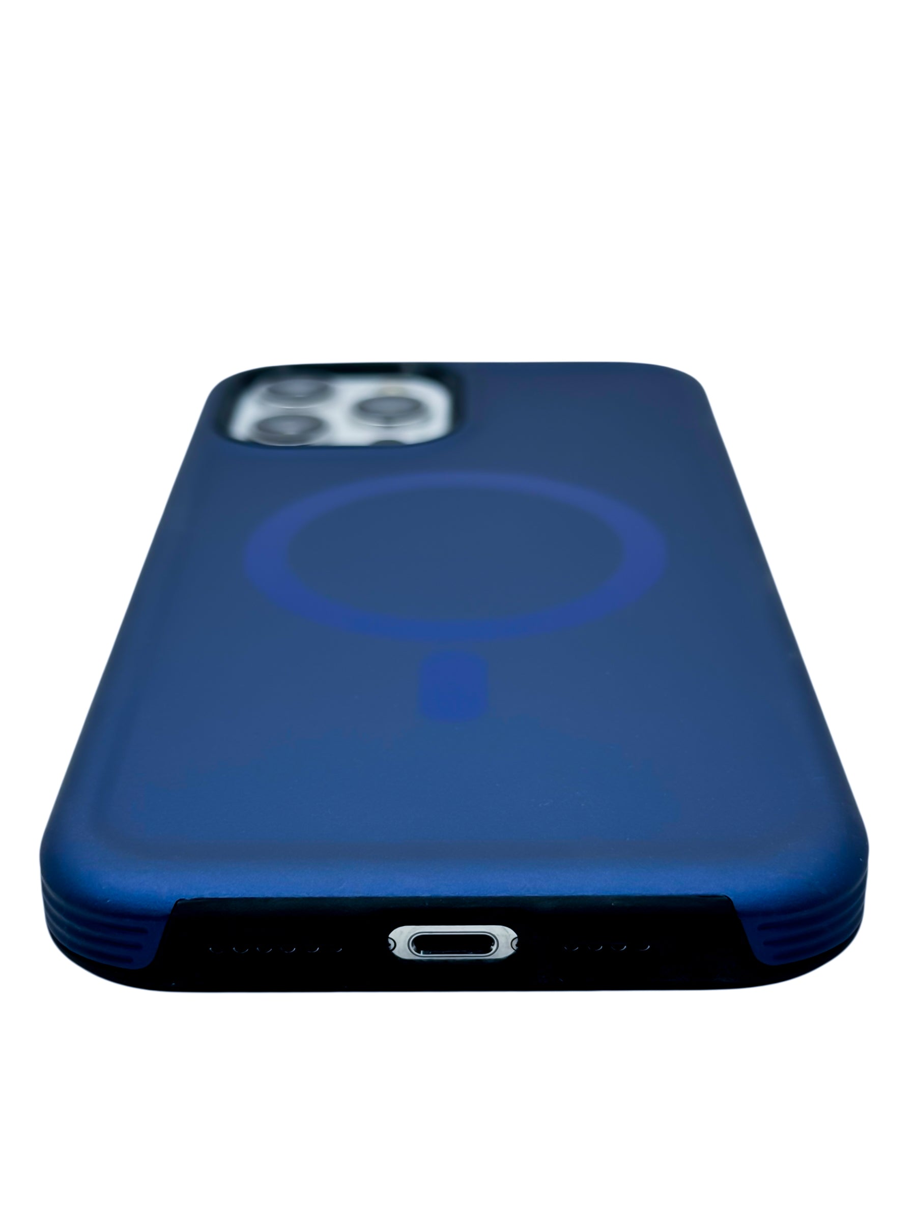 Funda para iPhone 12 PRO MAX (6.7) Rigida con aro magsafe textura suave azul