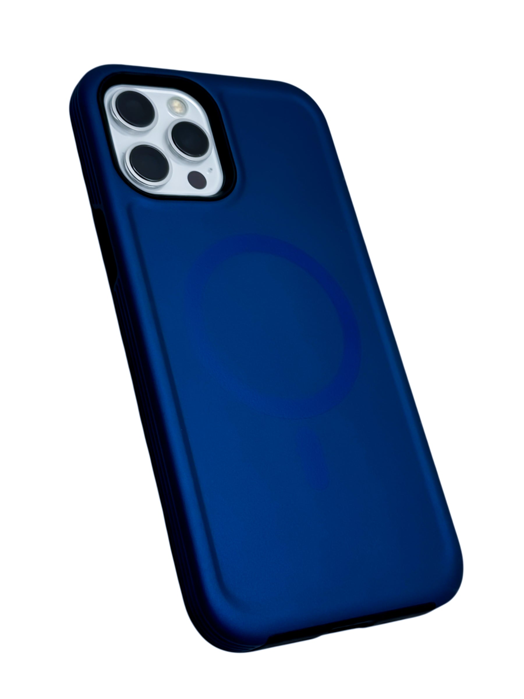Funda para iPhone 12 PRO MAX (6.7) Rigida con aro magsafe textura suave azul