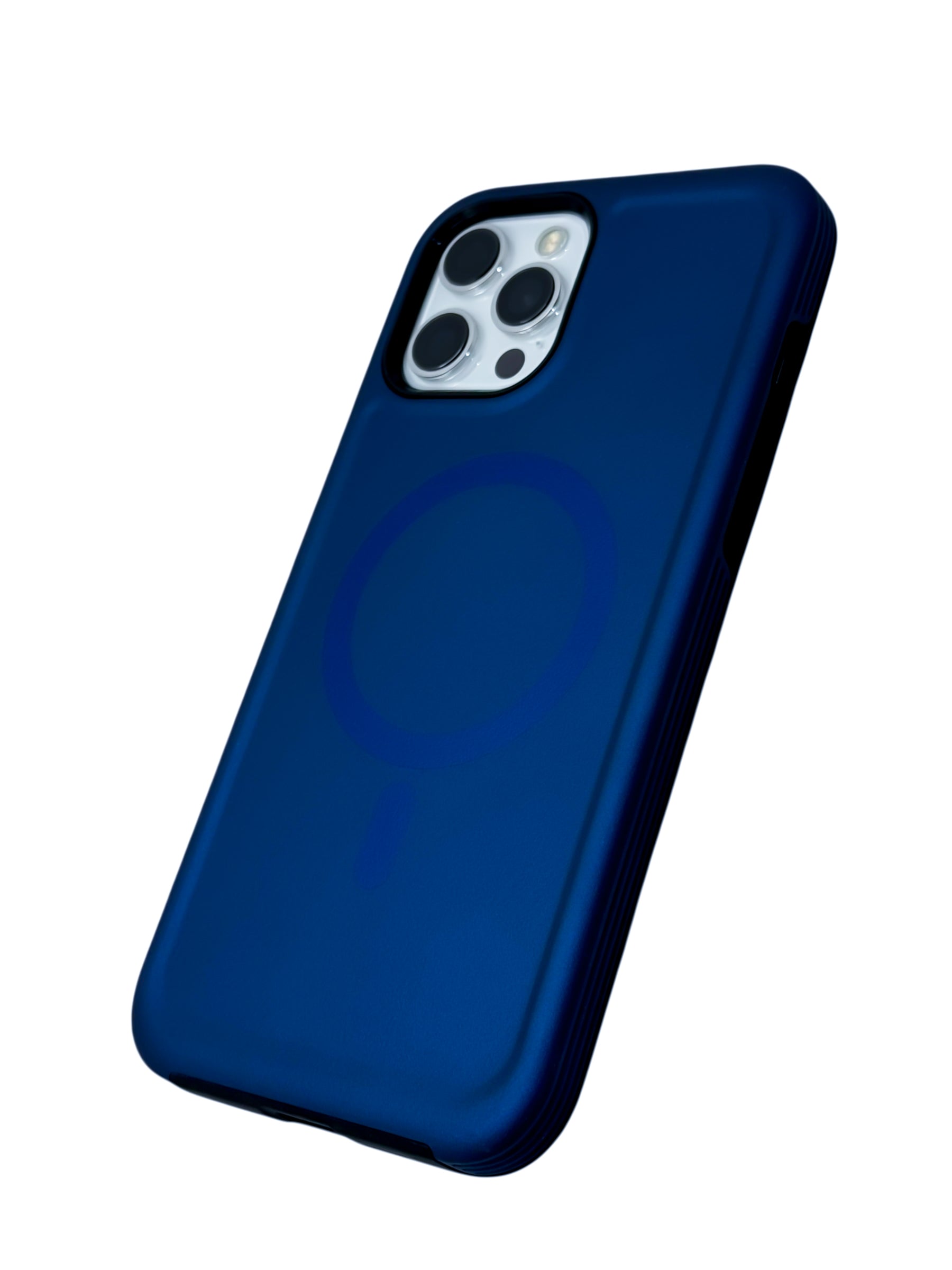 Funda para iPhone 12 PRO MAX (6.7) Rigida con aro magsafe textura suave azul