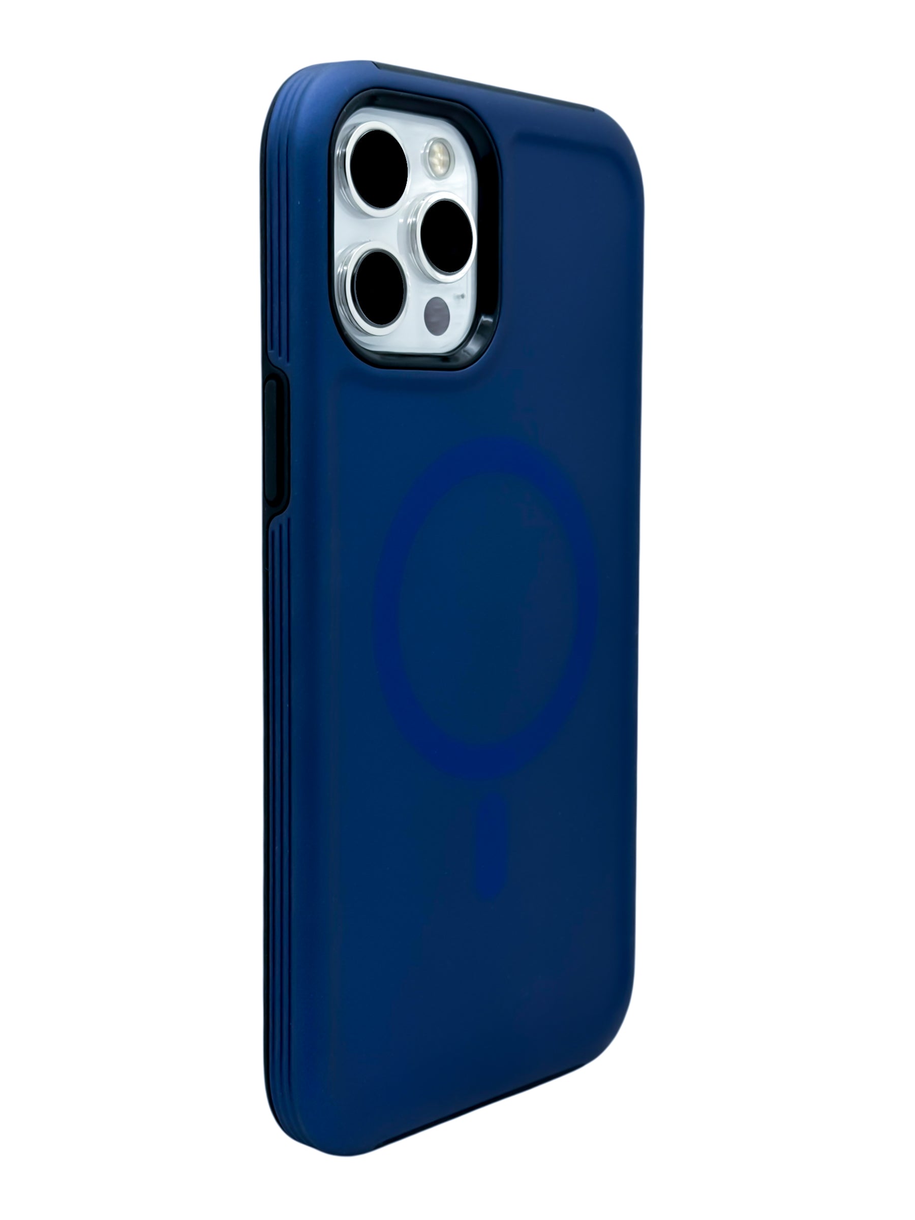 Funda para iPhone 12 PRO MAX (6.7) Rigida con aro magsafe textura suave azul