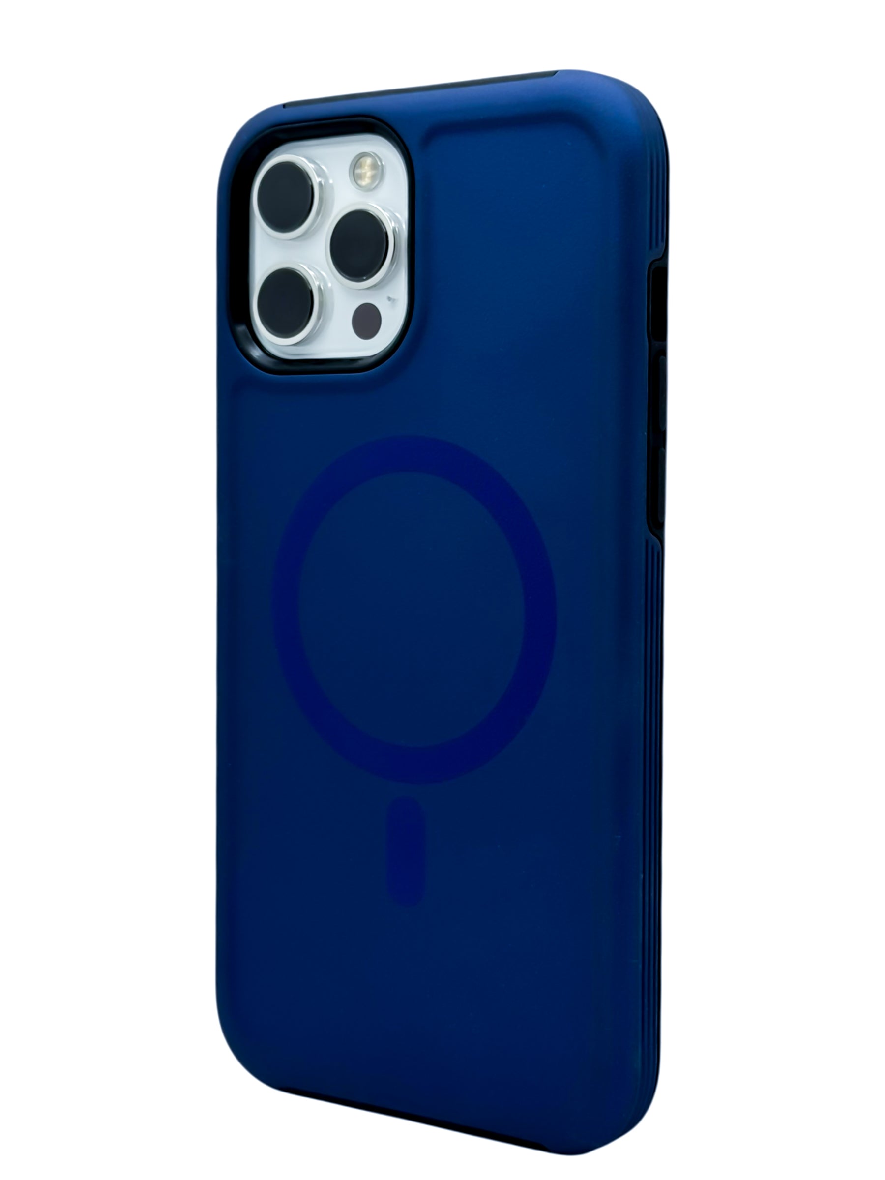 Funda para iPhone 12 PRO MAX (6.7) Rigida con aro magsafe textura suave azul