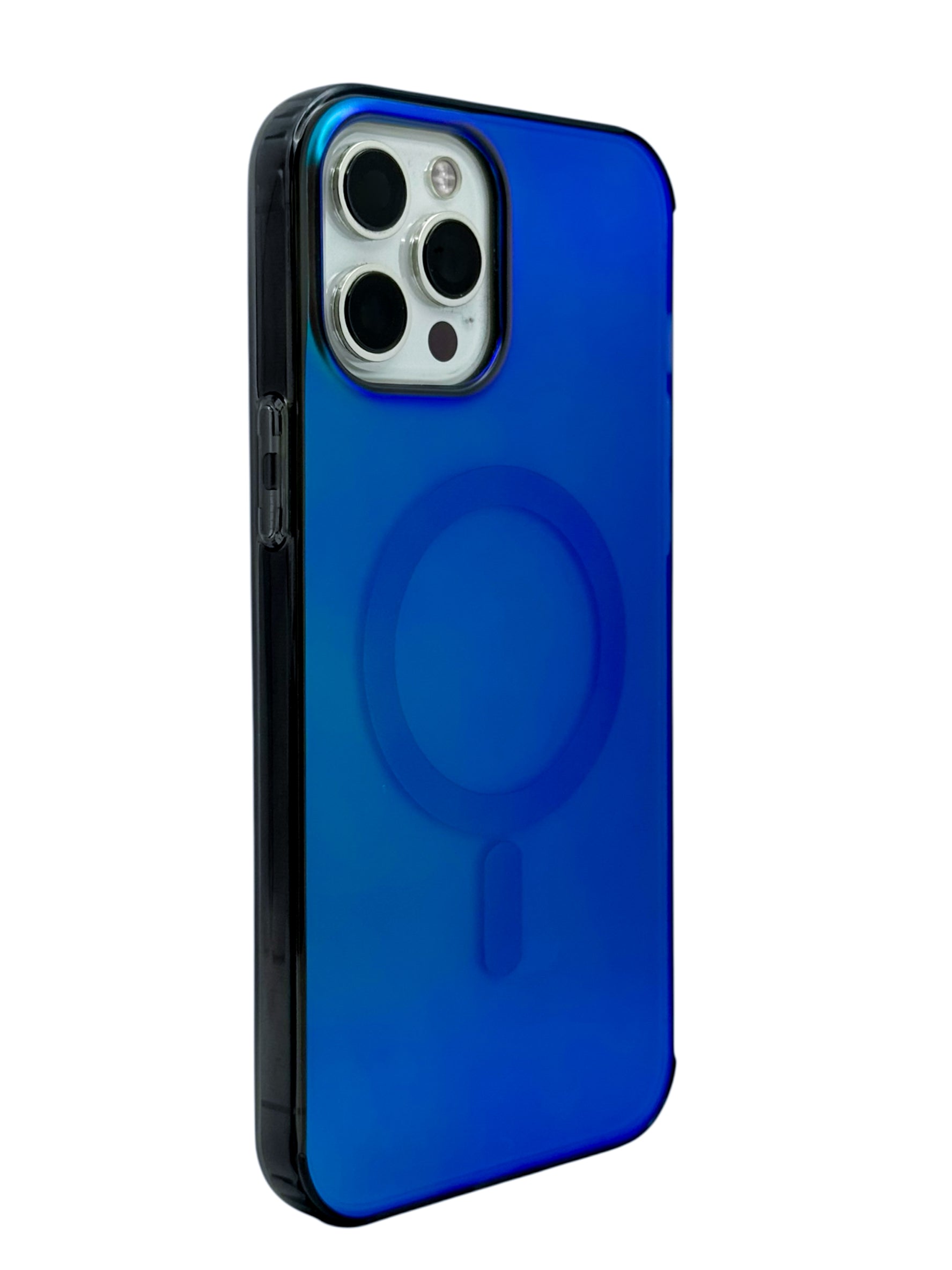 Funda para iPhone 12 PRO MAX (6.7) Rigida con aro magsafe efecto tornasol negro