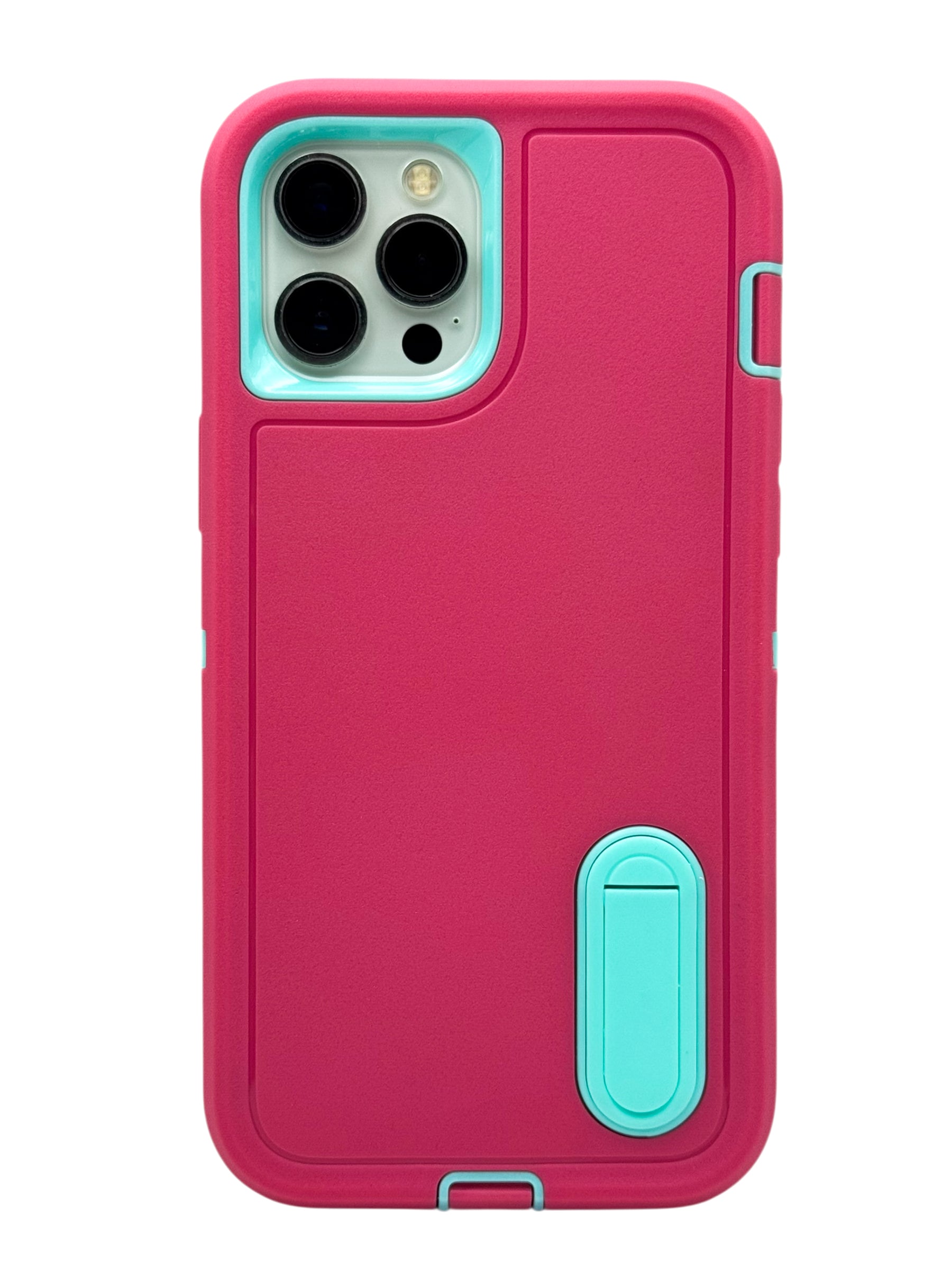 Funda para iPhone 12 PRO MAX (6.7) uso rudo extremo 3 en 1 con base de apoyo Rosa