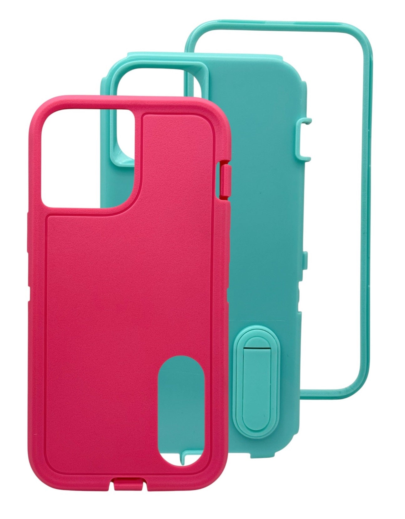 Funda para iPhone 12 PRO MAX (6.7) uso rudo extremo 3 en 1 con base de apoyo Rosa