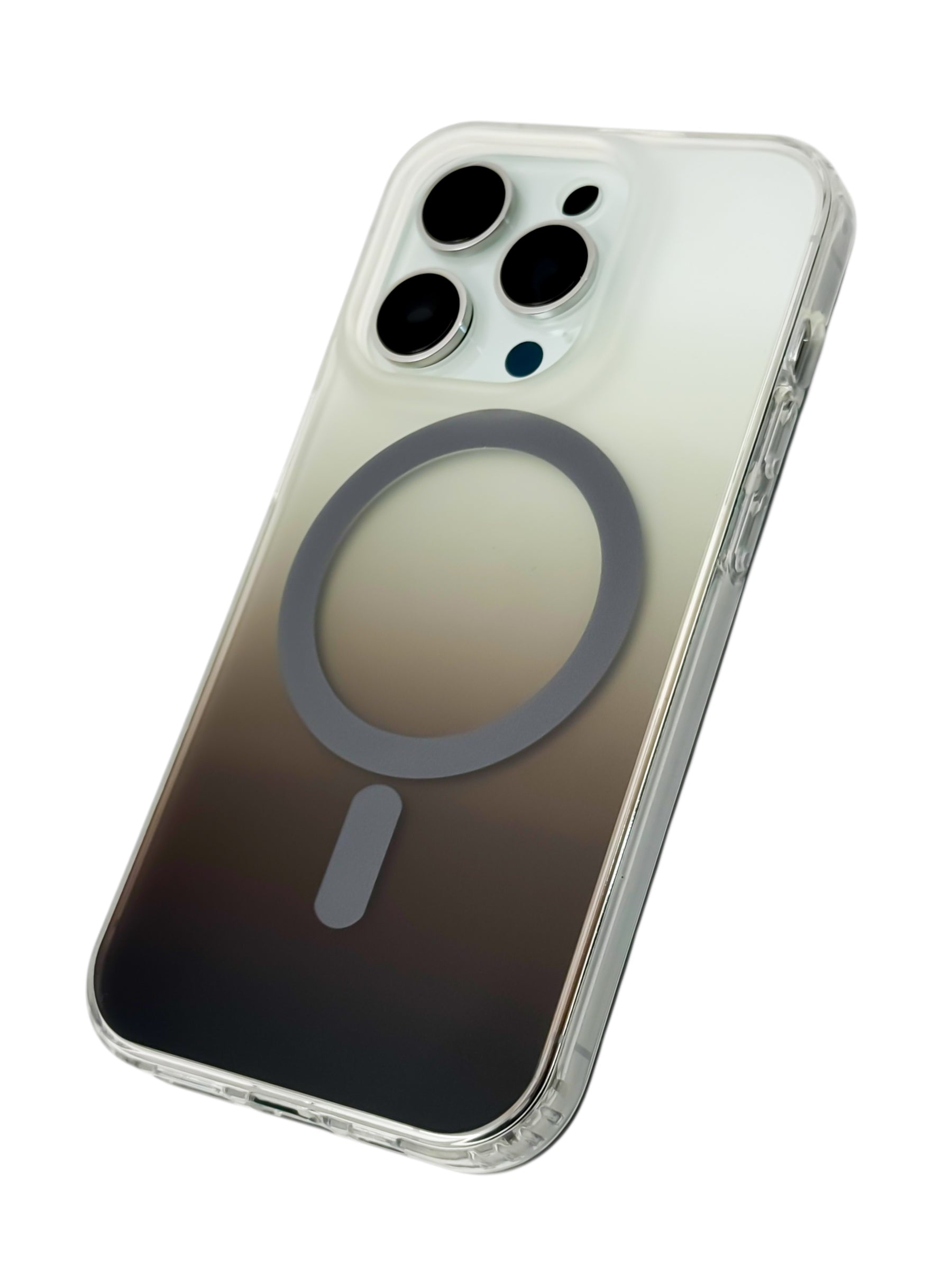Funda para iPhone 14 PRO (6.1) Rigida con aro magsafe degradada Cafe oscuro