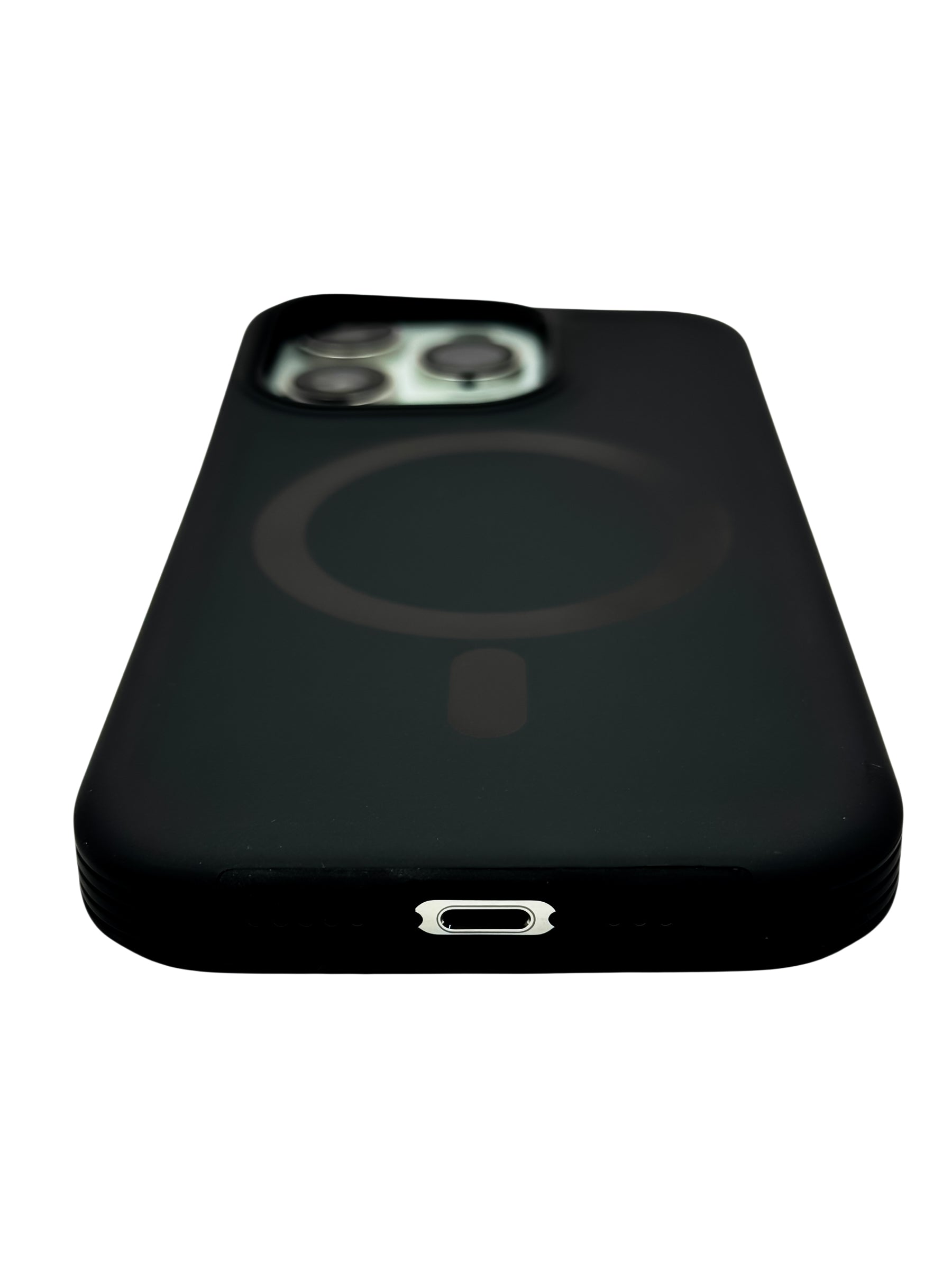 Funda para iPhone 14 Pro (6.1) Rigida con aro magsafe textura suave color negro