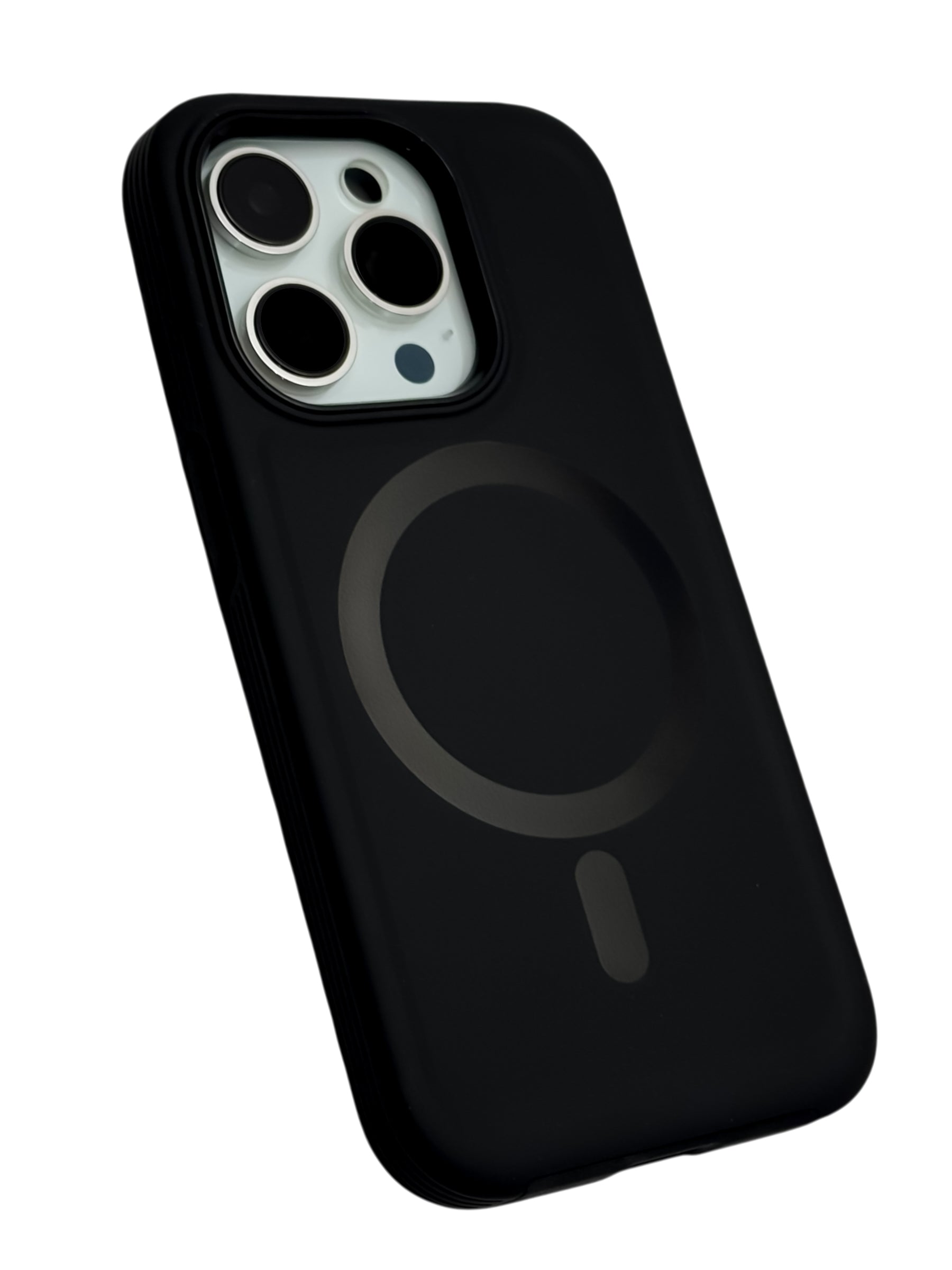 Funda para iPhone 14 Pro (6.1) Rigida con aro magsafe textura suave color negro