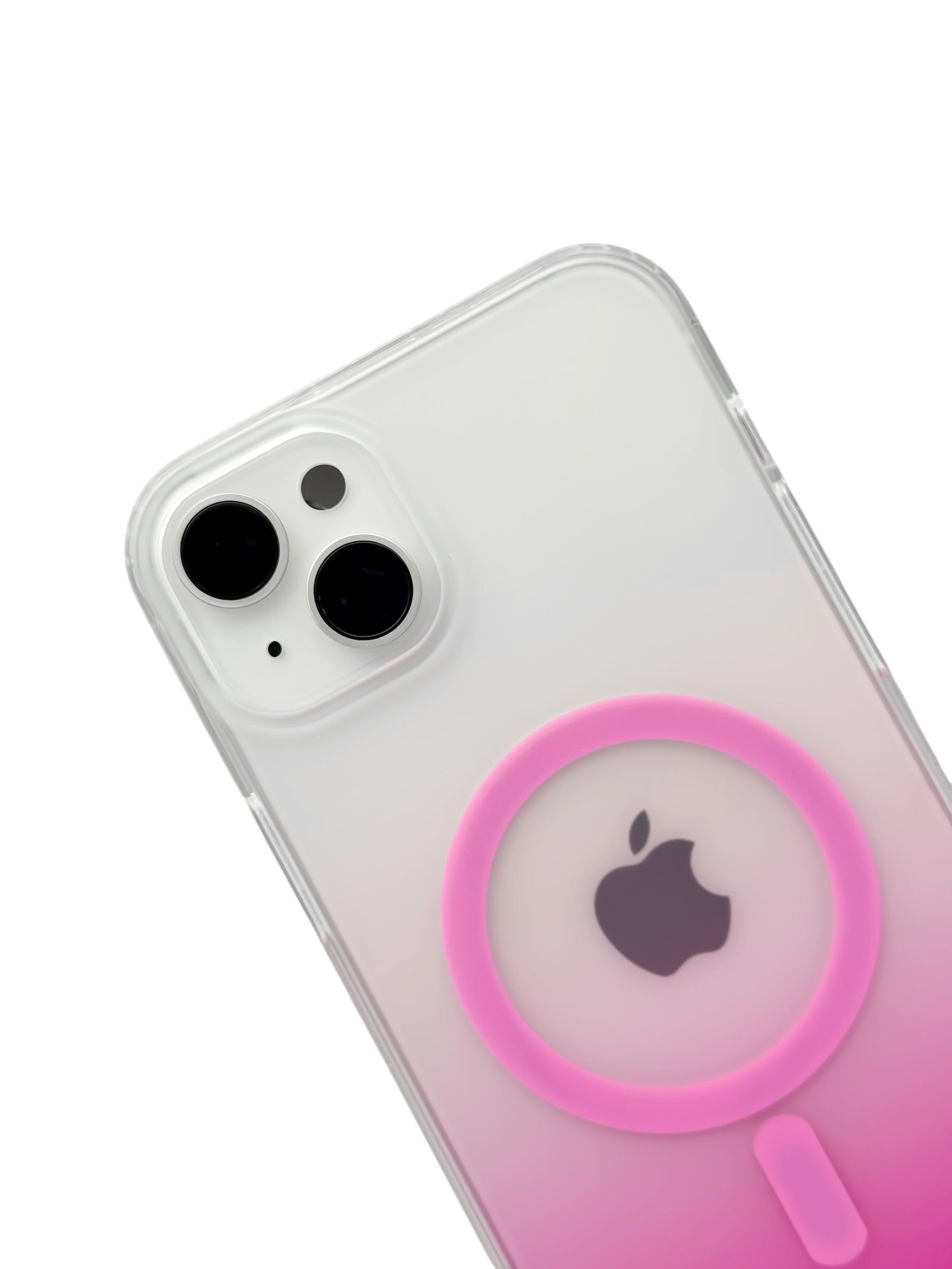 Funda para iPhone 14 plus (6.7) Rigida con aro magsafe degradada rosa