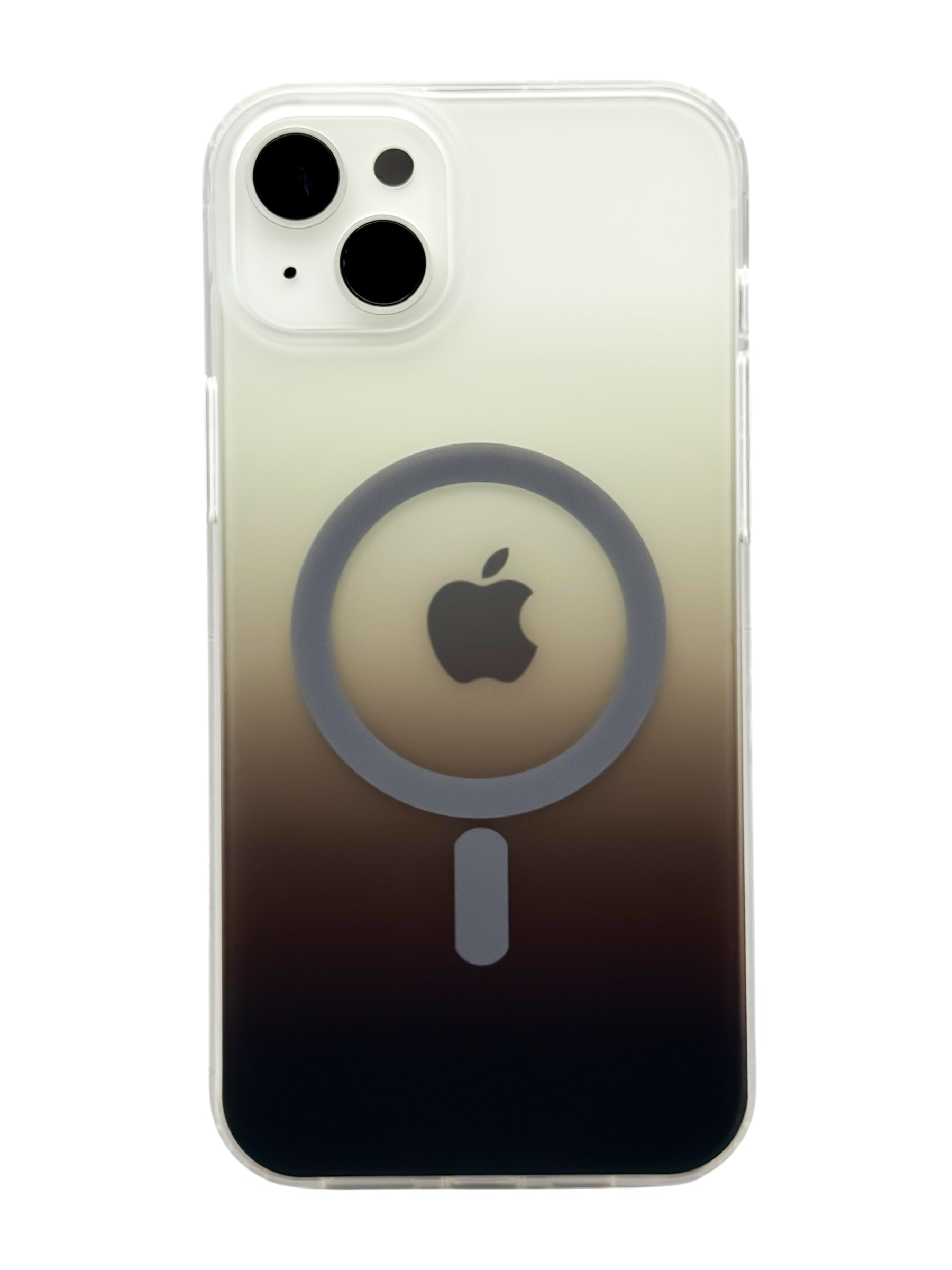 Funda para iPhone 14 plus (6.7) Rigida con aro magsafe degradada Cafe oscuro