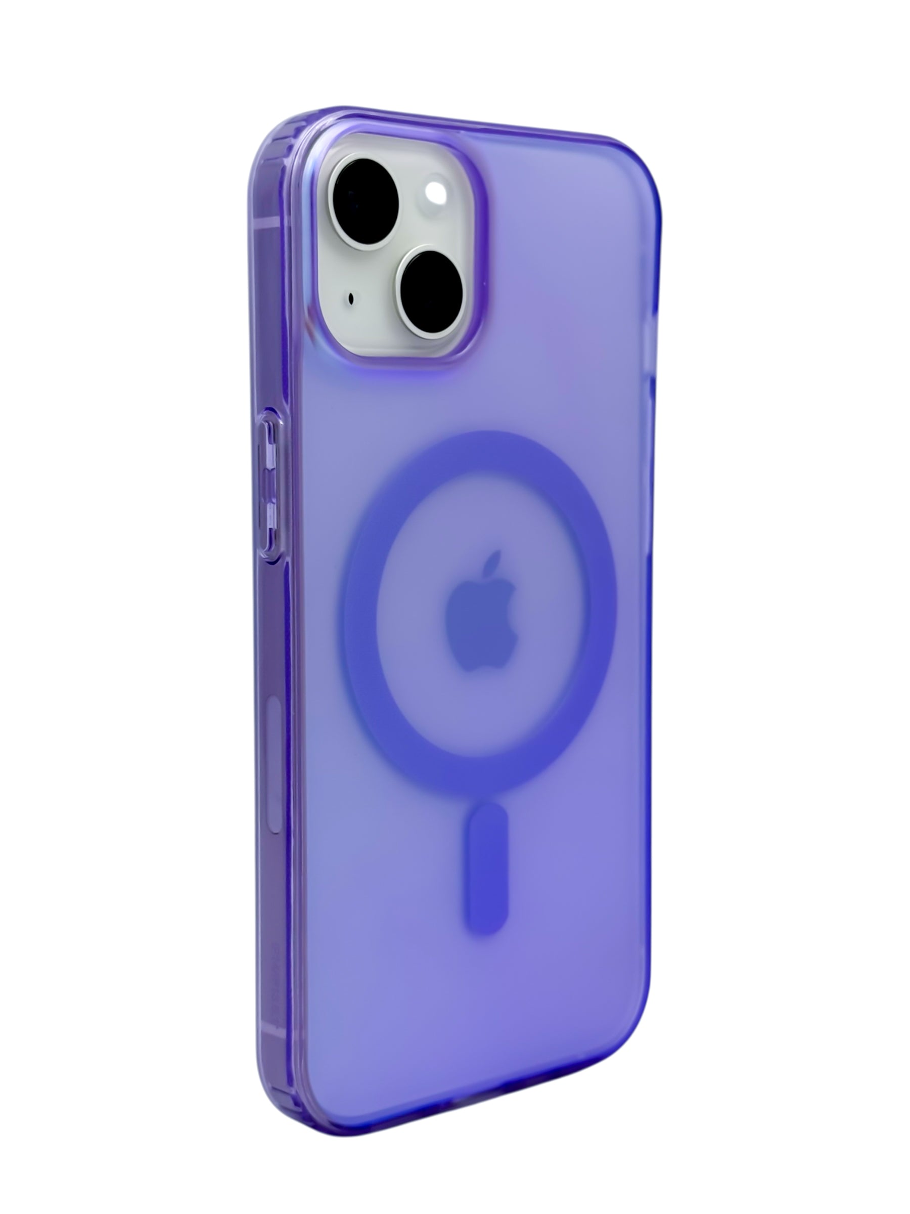 Funda para iPhone 15 normal (6.1) Rigida con aro magsafe efecto tornasol morado