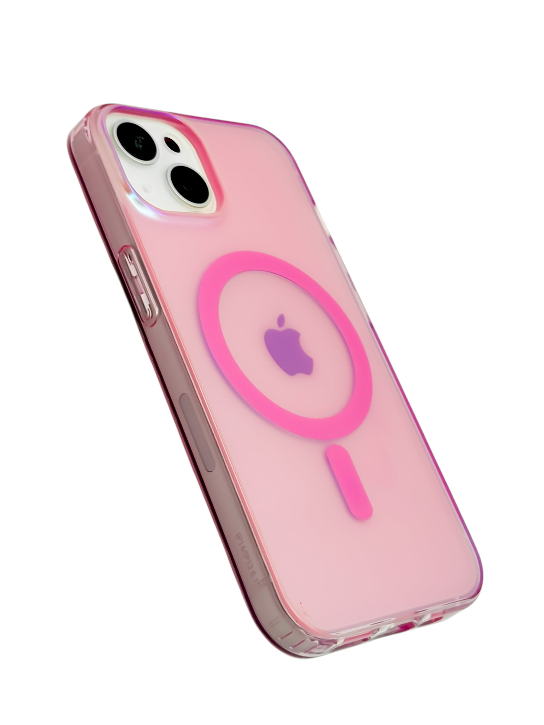 Funda para iPhone 13 normal (6.1) Rigida con aro magsafe efecto tornasol rosa