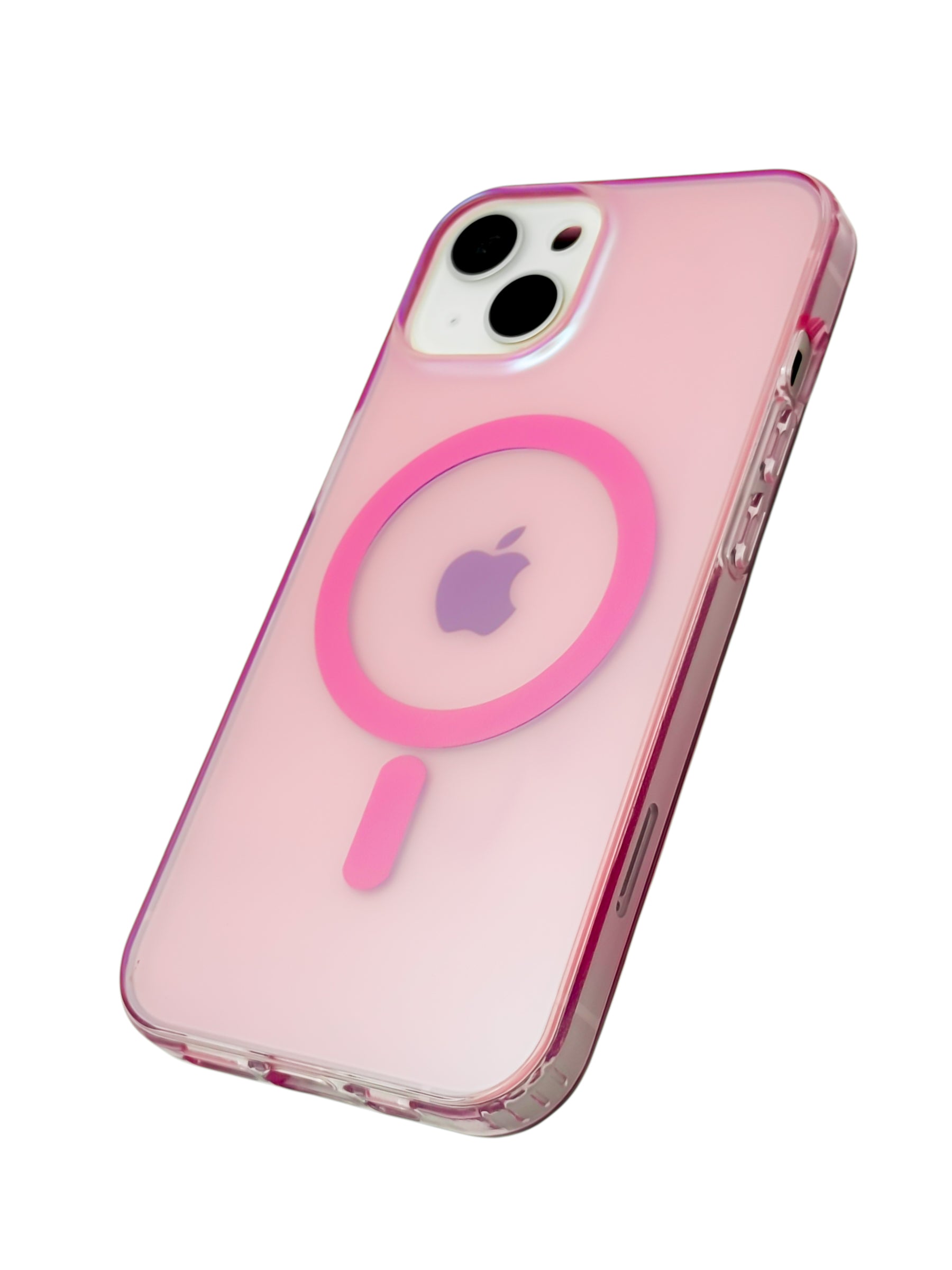 Funda para iPhone 13 normal (6.1) Rigida con aro magsafe efecto tornasol rosa