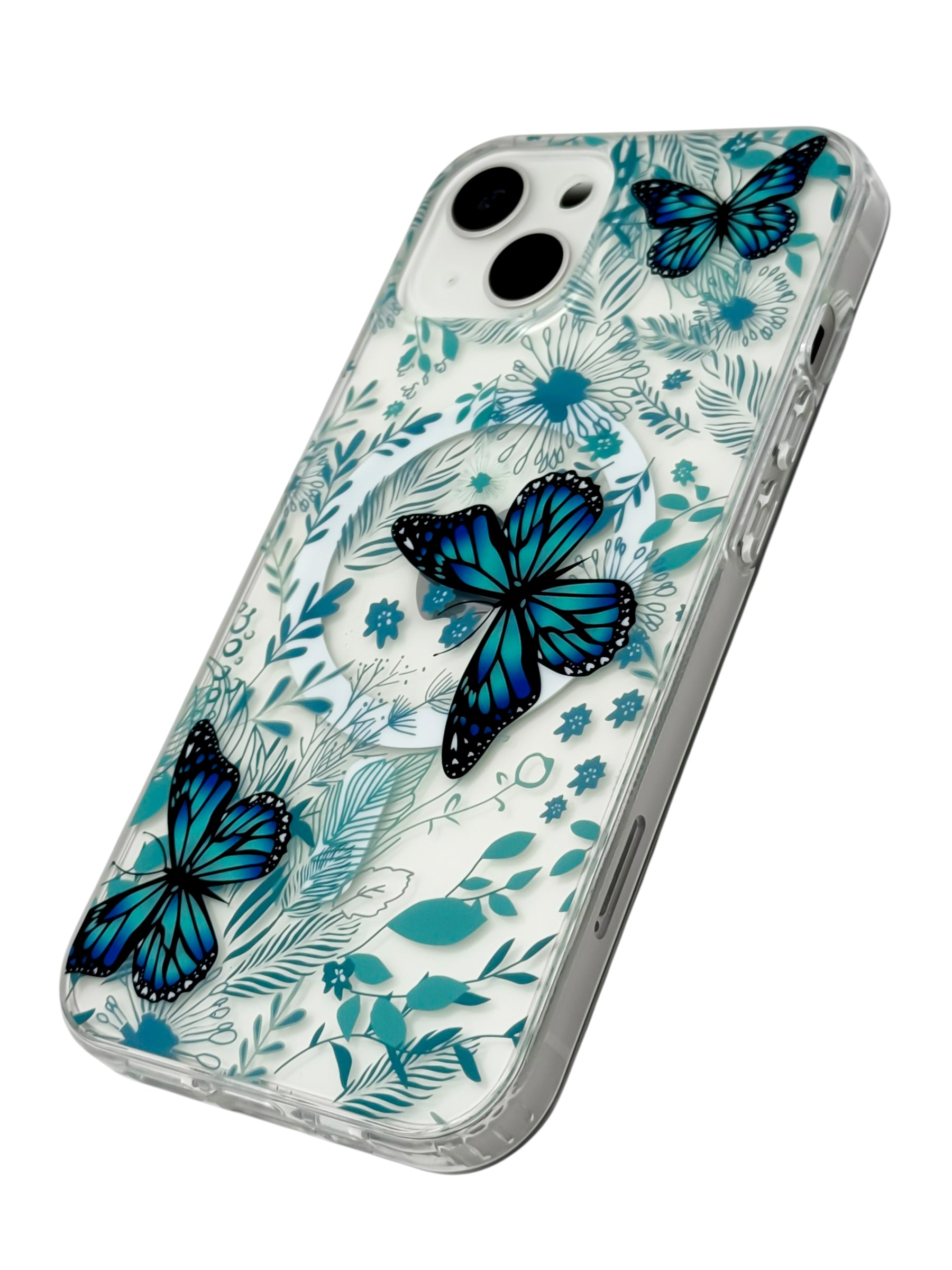 Funda para iPhone 13 normal (6.1) con Magsafe diseño Mariposas azules