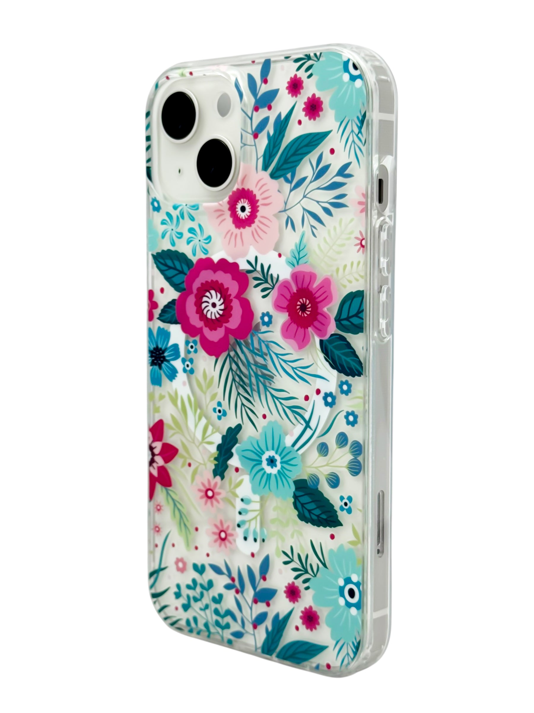 Funda para iPhone 14 normal (6.1) con Magsafe diseño Flores de colores