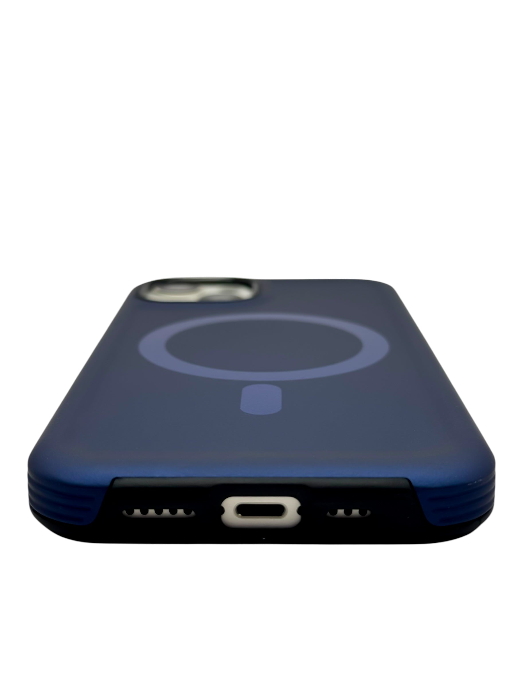 Funda para iPhone 15 normal (6.1) Rigida con aro magsafe textura suave azul