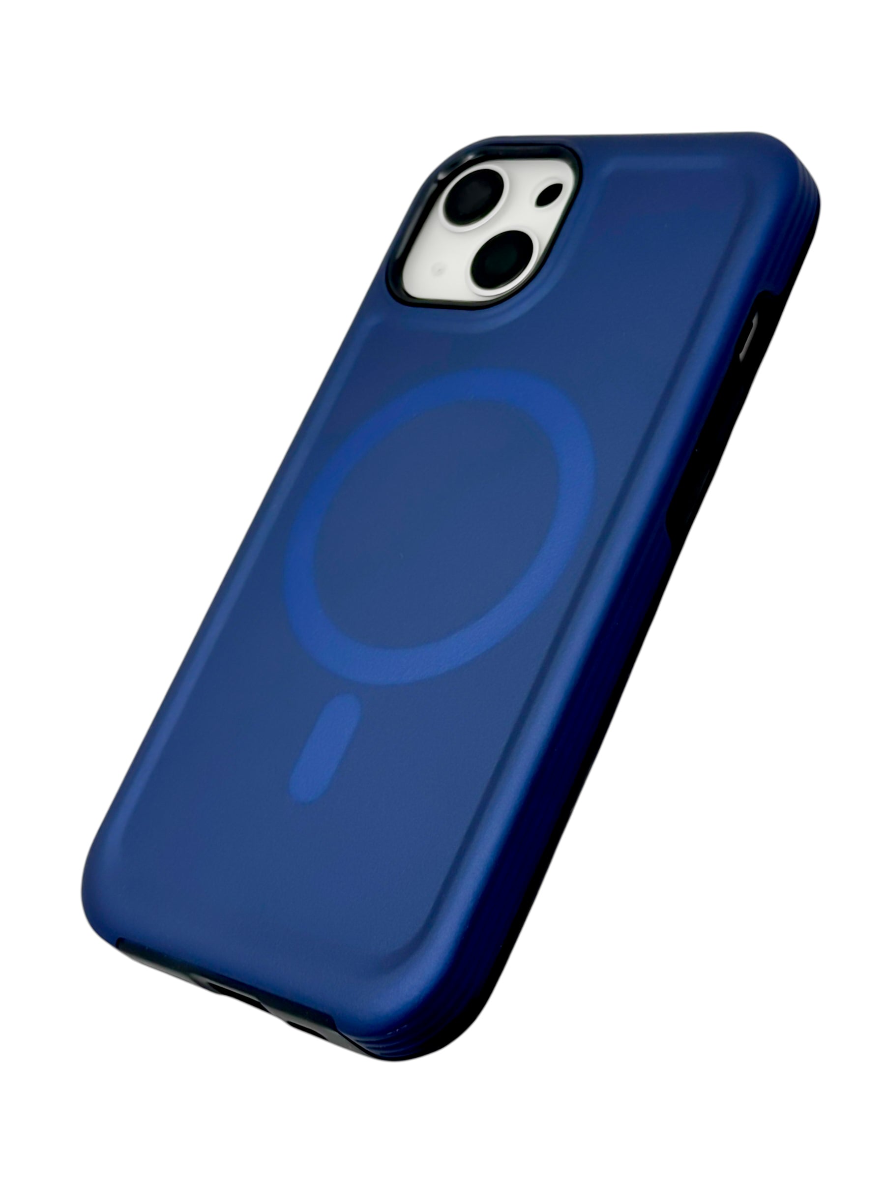 Funda para iPhone 15 normal (6.1) Rigida con aro magsafe textura suave azul
